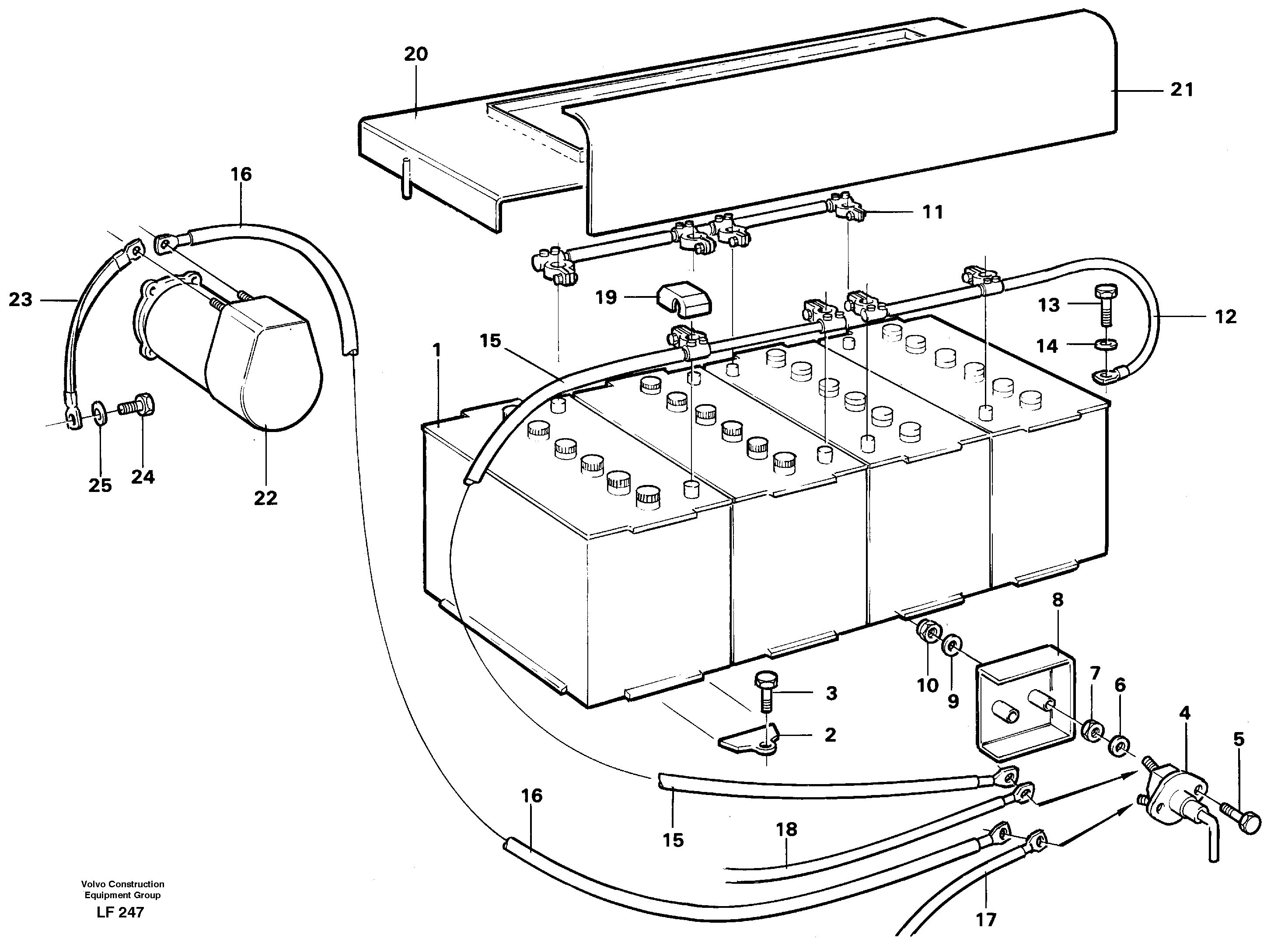 Схема запчастей Volvo EW200 - 36438 Battery, assembly EW200 SER NO 3175-