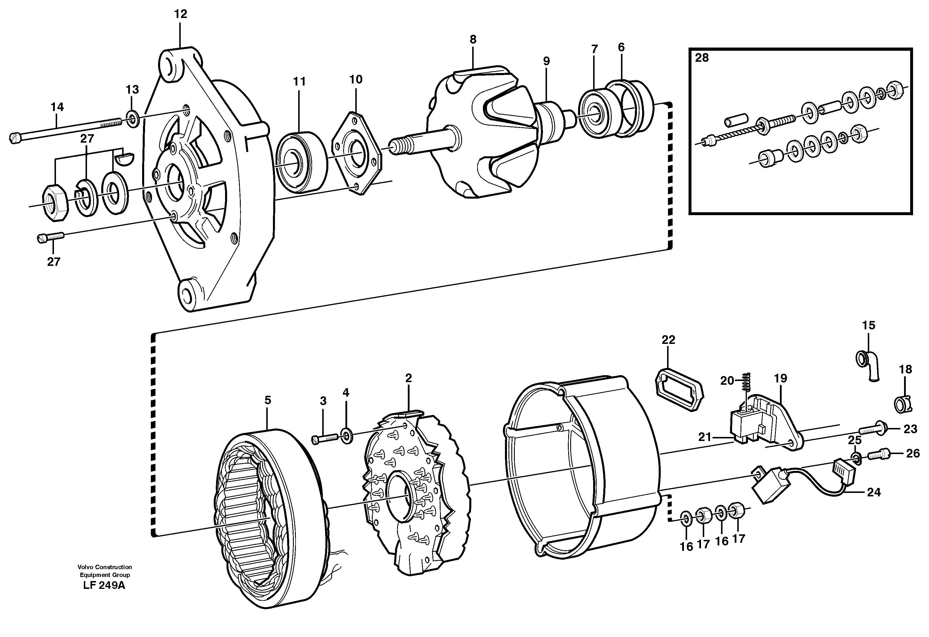 Схема запчастей Volvo EW200 - 26975 Alternator EW200 SER NO 3175-
