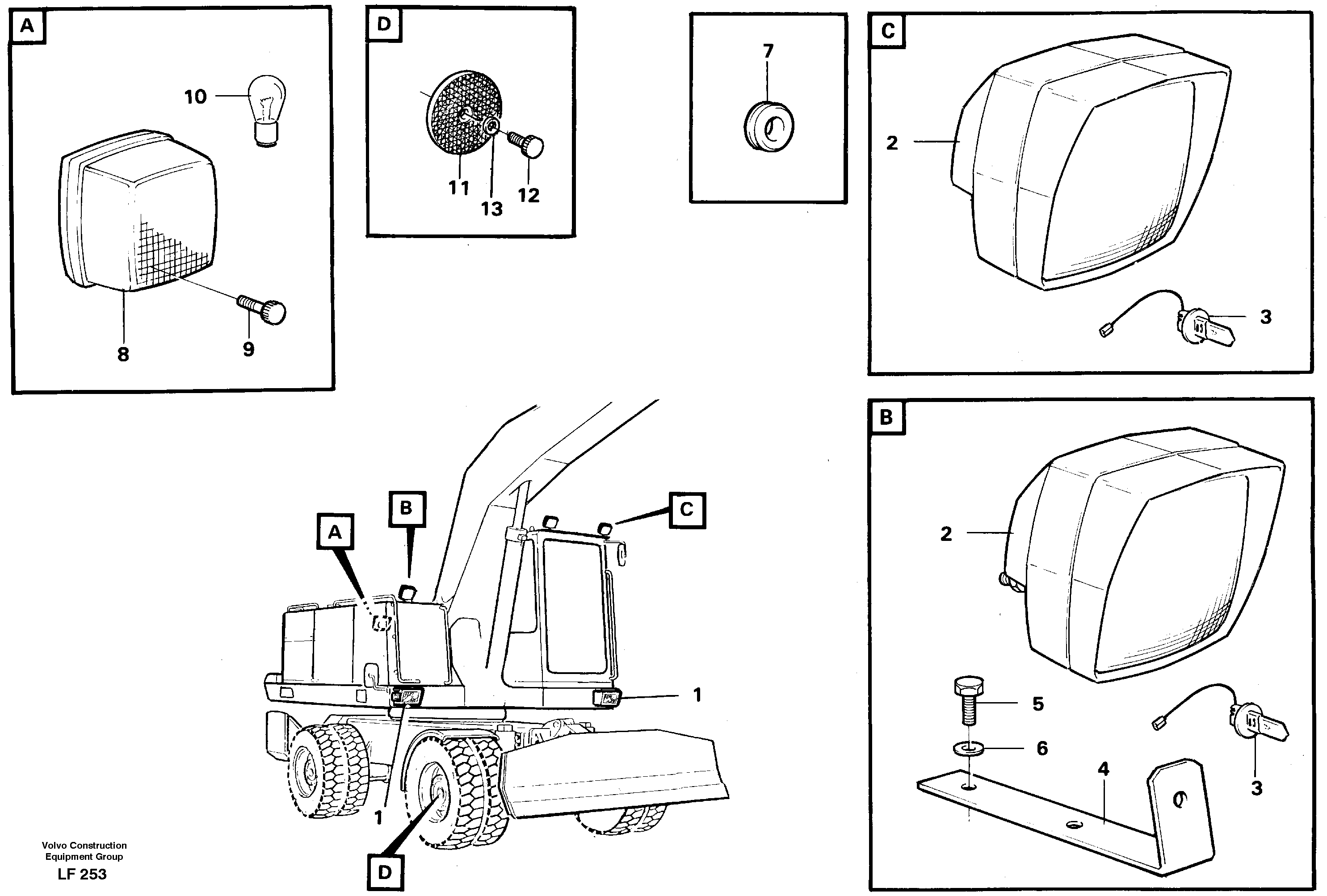 Схема запчастей Volvo EW200 - 47458 Lighting, front EW200 SER NO 3175-