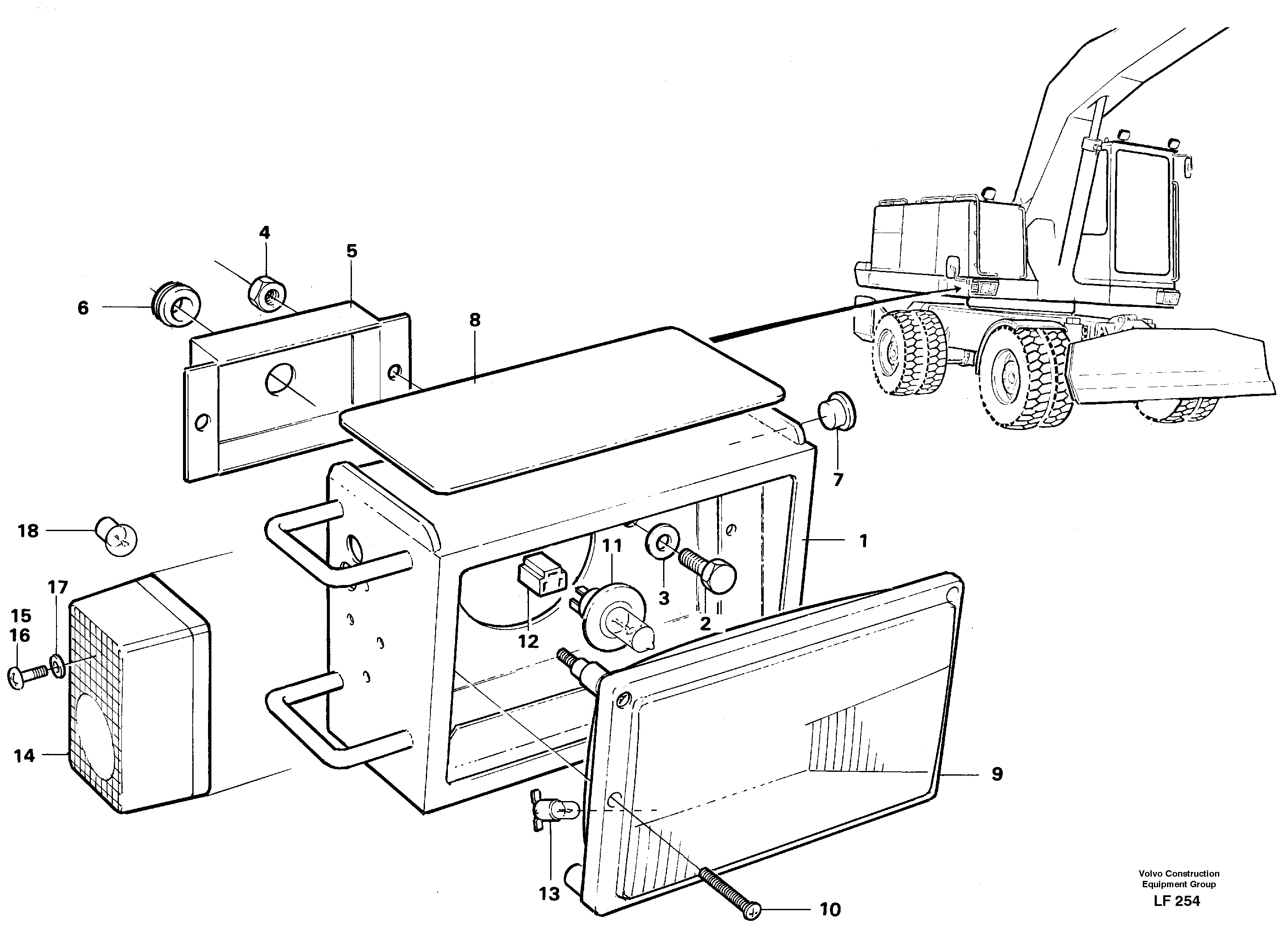 Схема запчастей Volvo EW200 - 47459 Headlamp EW200 SER NO 3175-