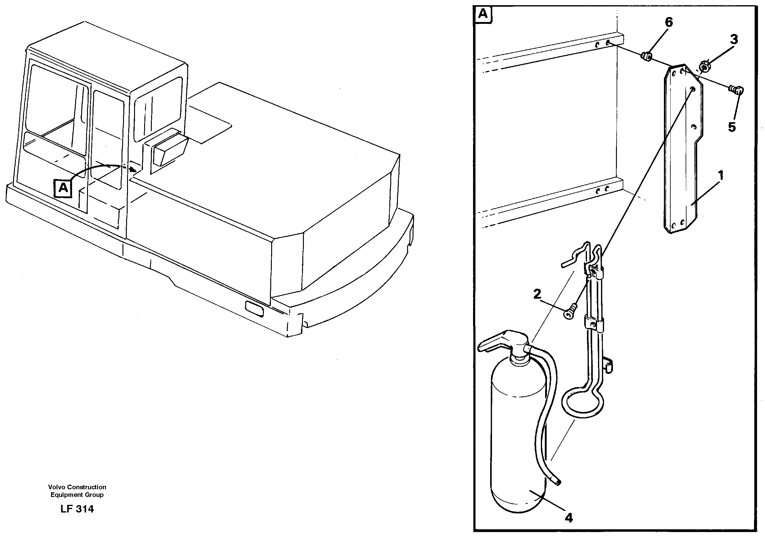 Схема запчастей Volvo EW200 - 37074 Fire extinguisher EW200 SER NO 3175-