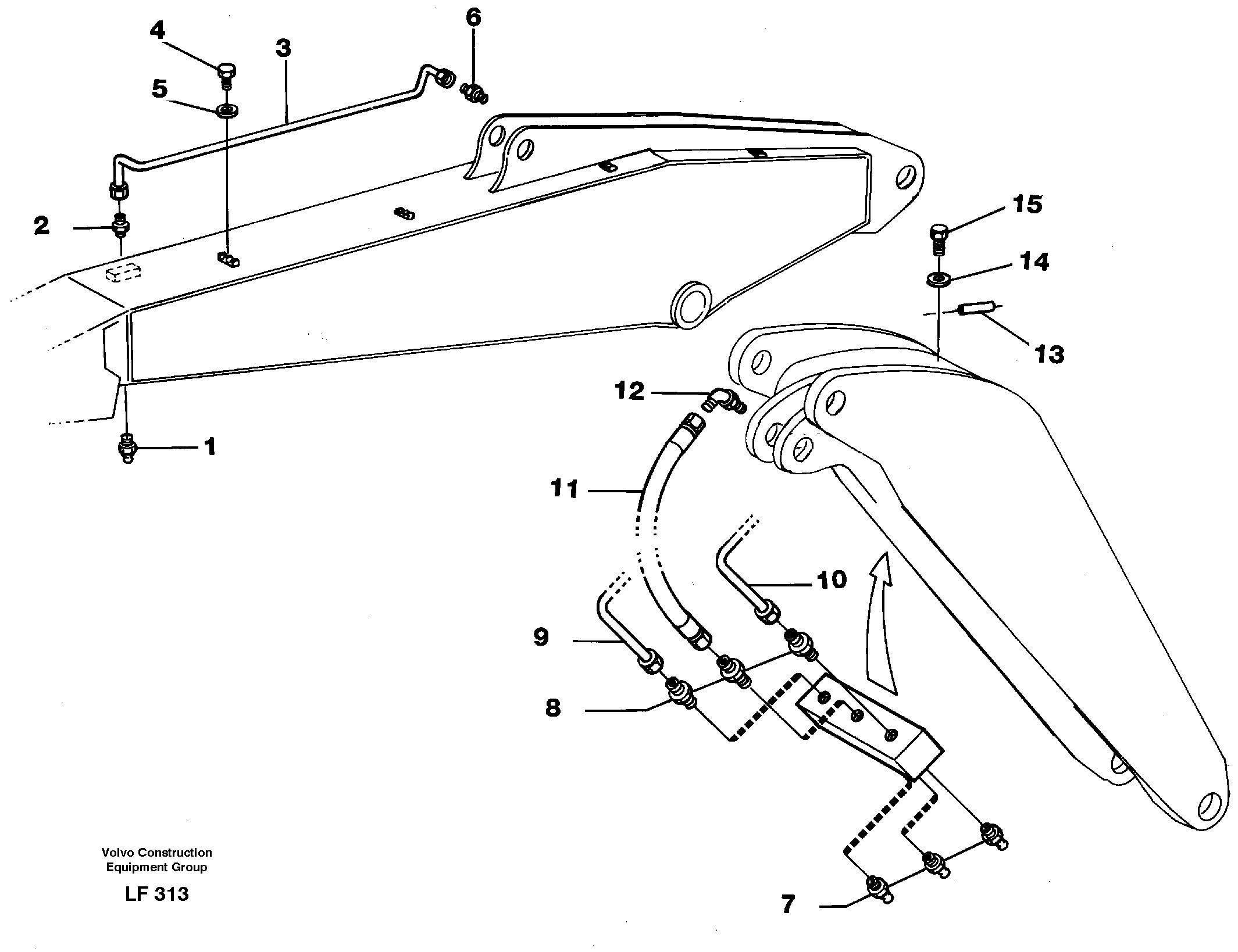 Схема запчастей Volvo EW200 - 37078 Backhoe lubricating. Adjustable boom EW200 SER NO 3175-