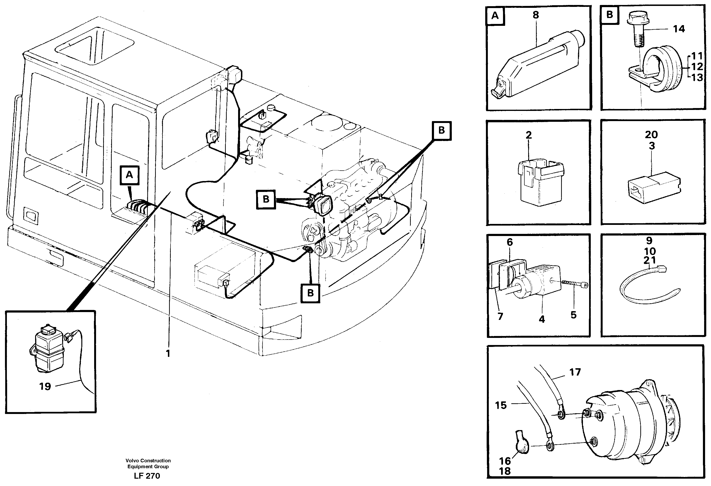 Схема запчастей Volvo EW200 - 54057 Cable harness, upper section EW200 SER NO 3175-