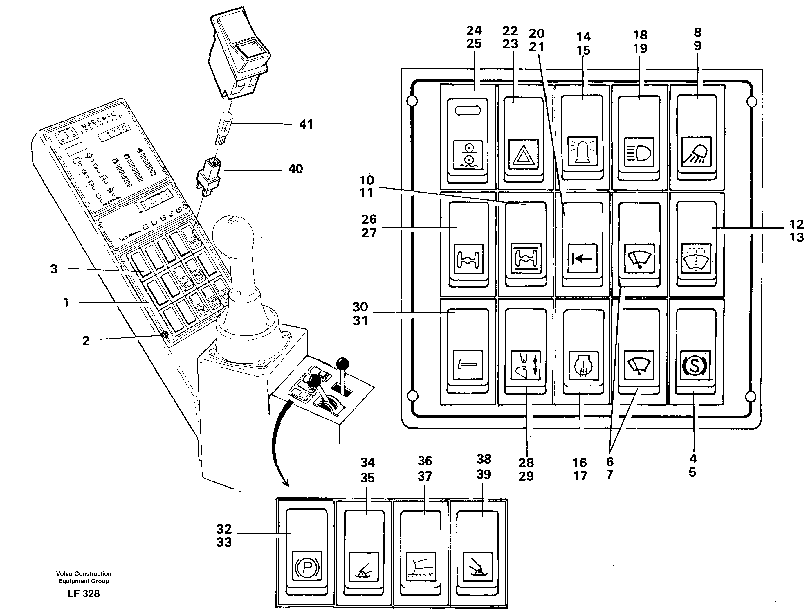 Схема запчастей Volvo EW200 - 26751 Toggle switch panel EW200 SER NO 3175-
