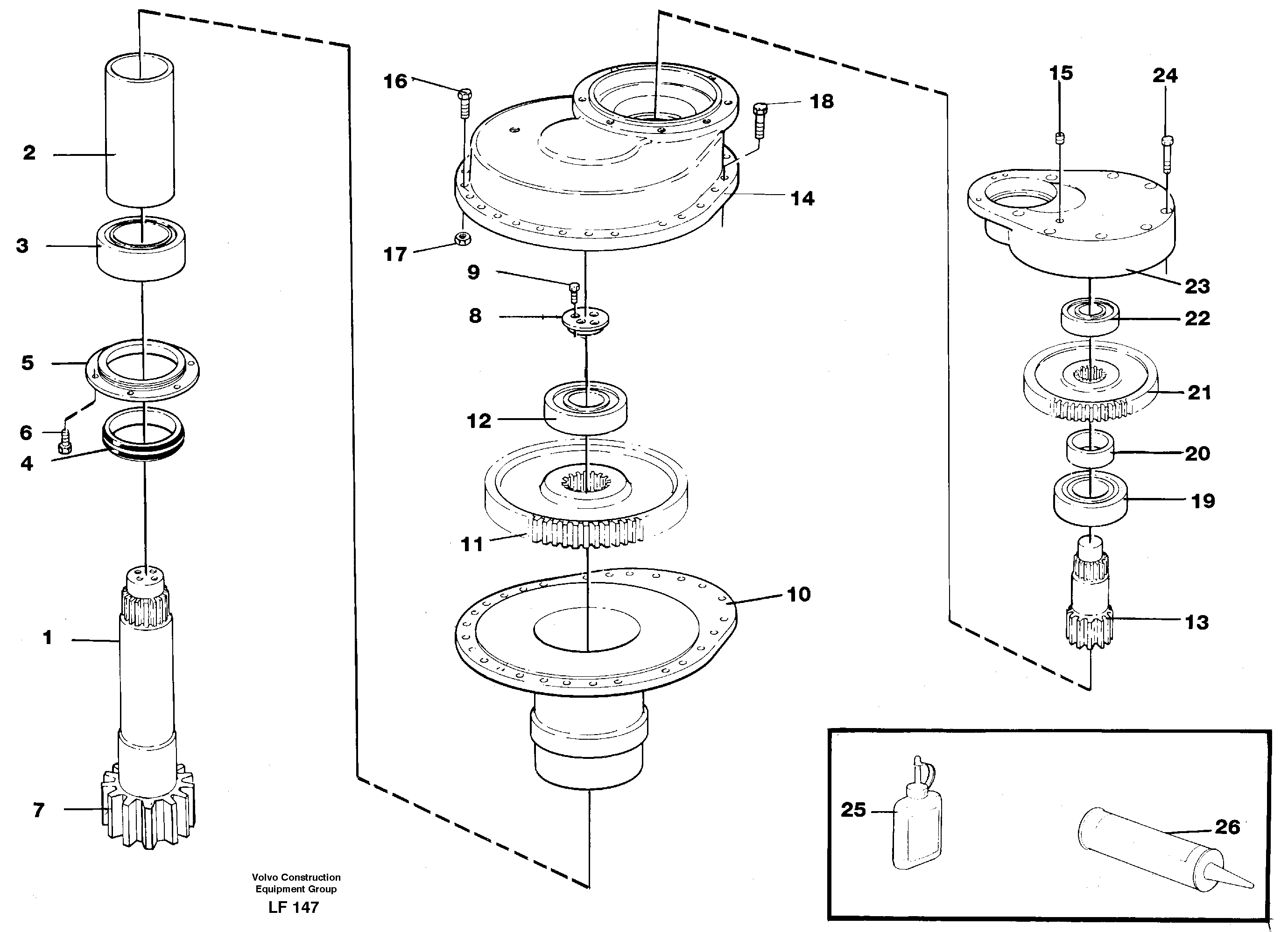 Схема запчастей Volvo EW200 - 19639 Swing gearbox EW200 SER NO 3175-