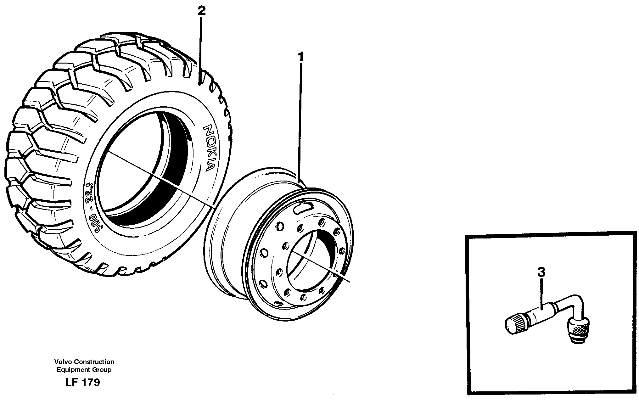 Схема запчастей Volvo EW200 - 30405 Wheels, wide - base EW200 SER NO 3175-