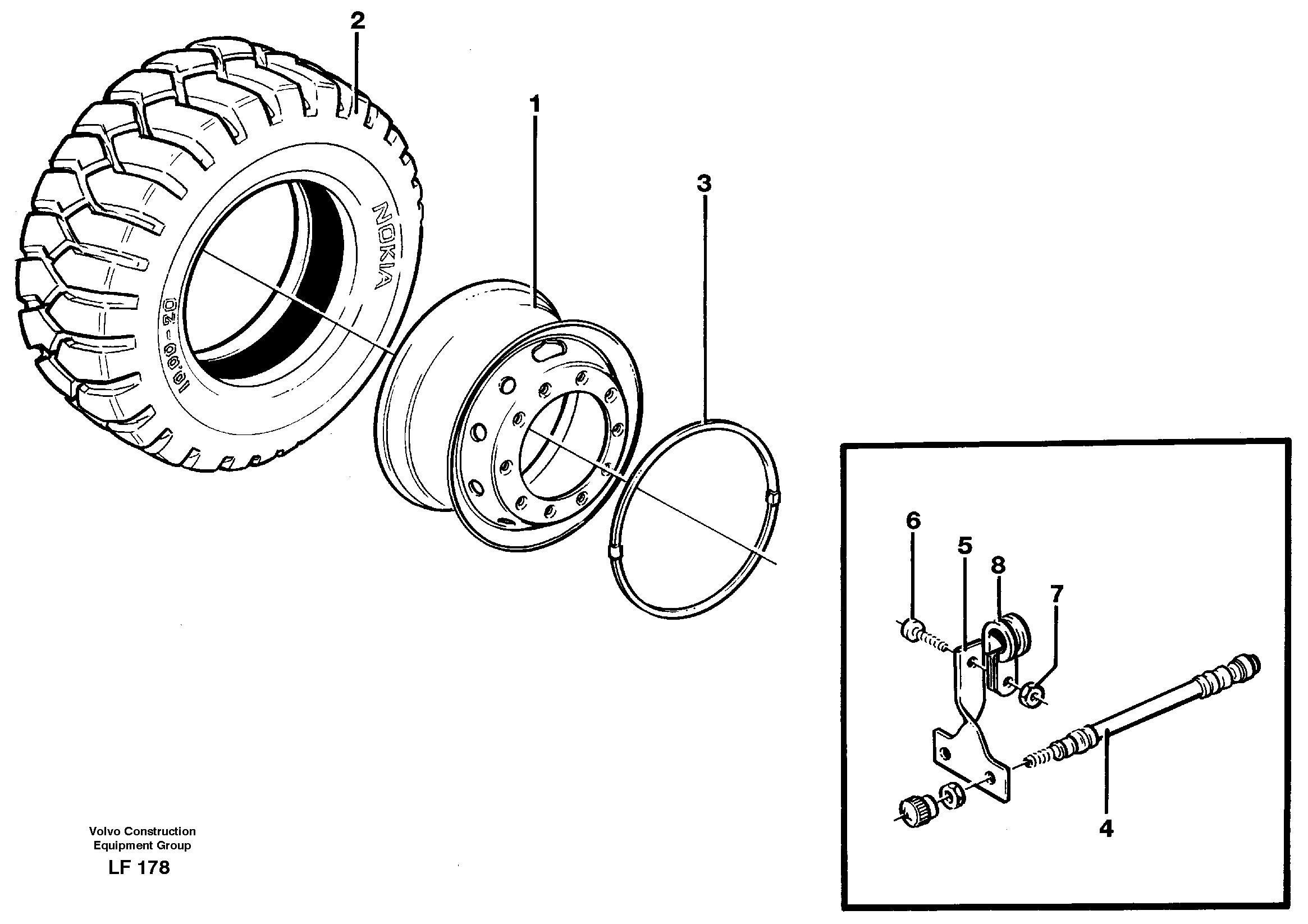 Схема запчастей Volvo EW200 - 57092 Wheel equipment EW200 SER NO 3175-