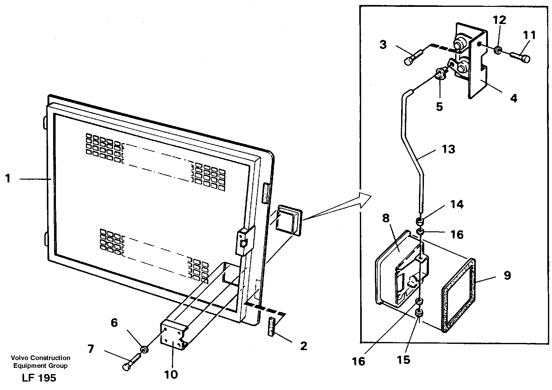 Схема запчастей Volvo EW200 - 33864 Door, cab elevation EW200 SER NO 3175-