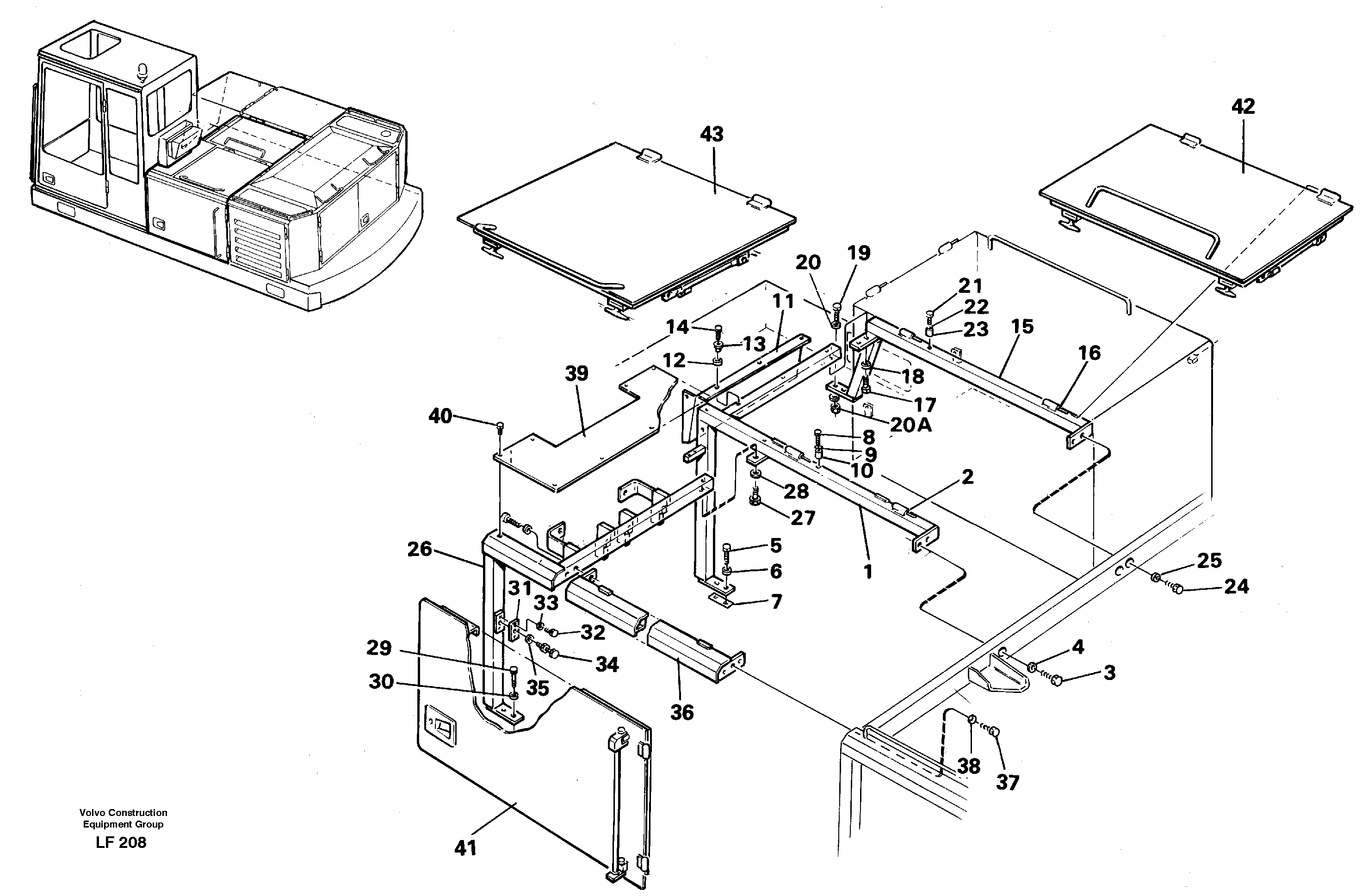 Схема запчастей Volvo EW200 - 34143 Support, cover plates, front EW200 SER NO 3175-