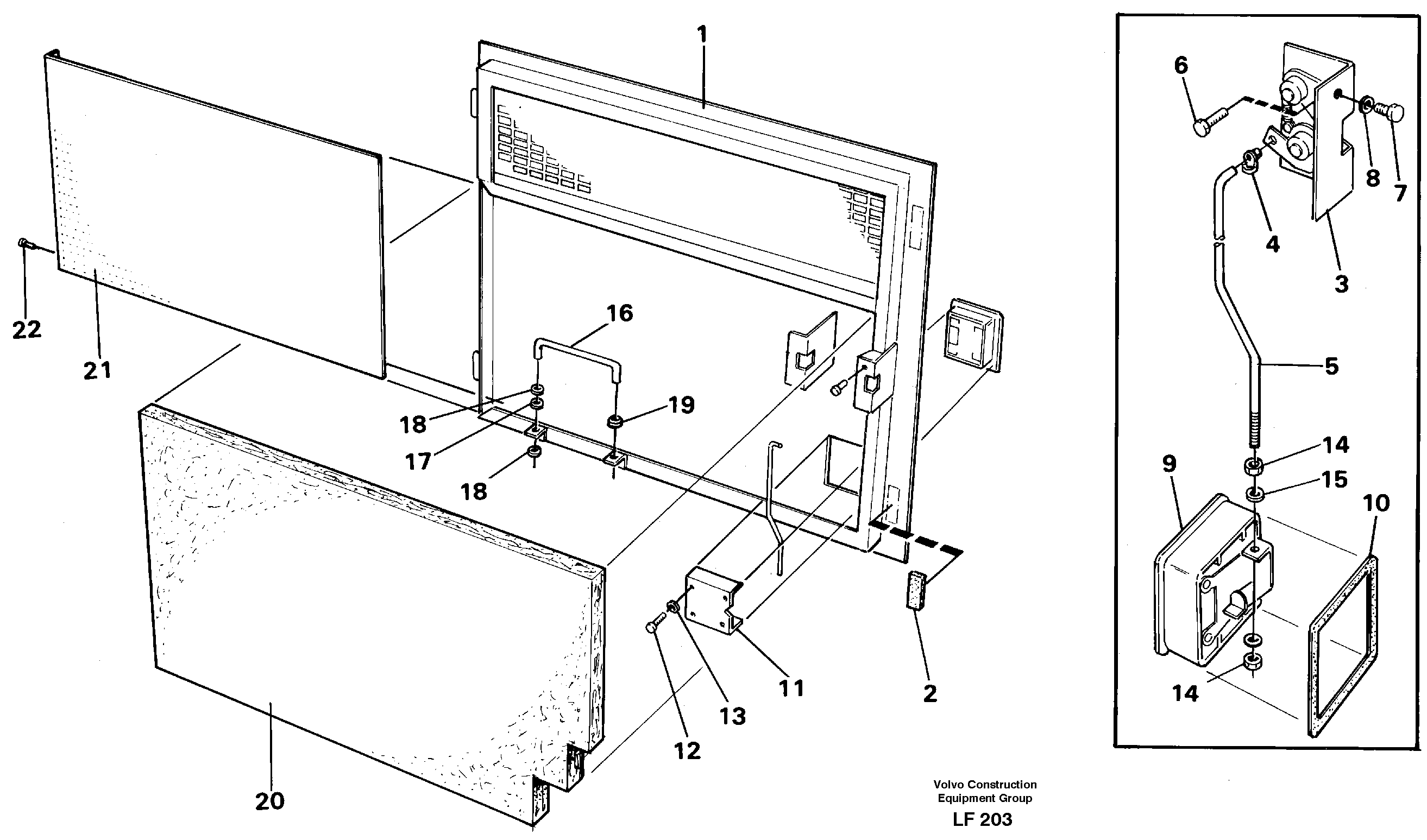 Схема запчастей Volvo EW200 - 67007 Door, tank pumps EW200 SER NO 3175-