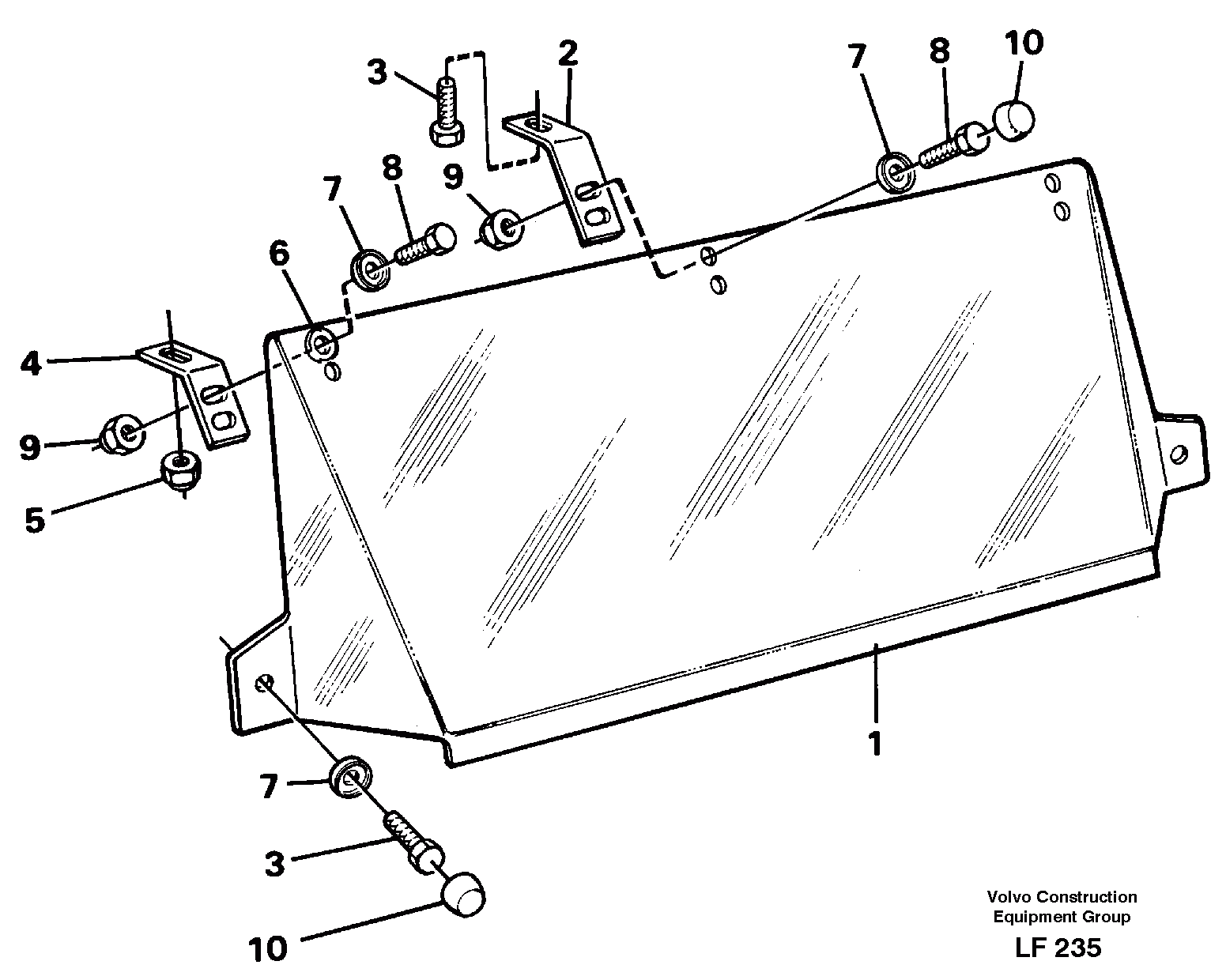 Схема запчастей Volvo EW200 - 34615 Sun visor Outer EW200 SER NO 3175-