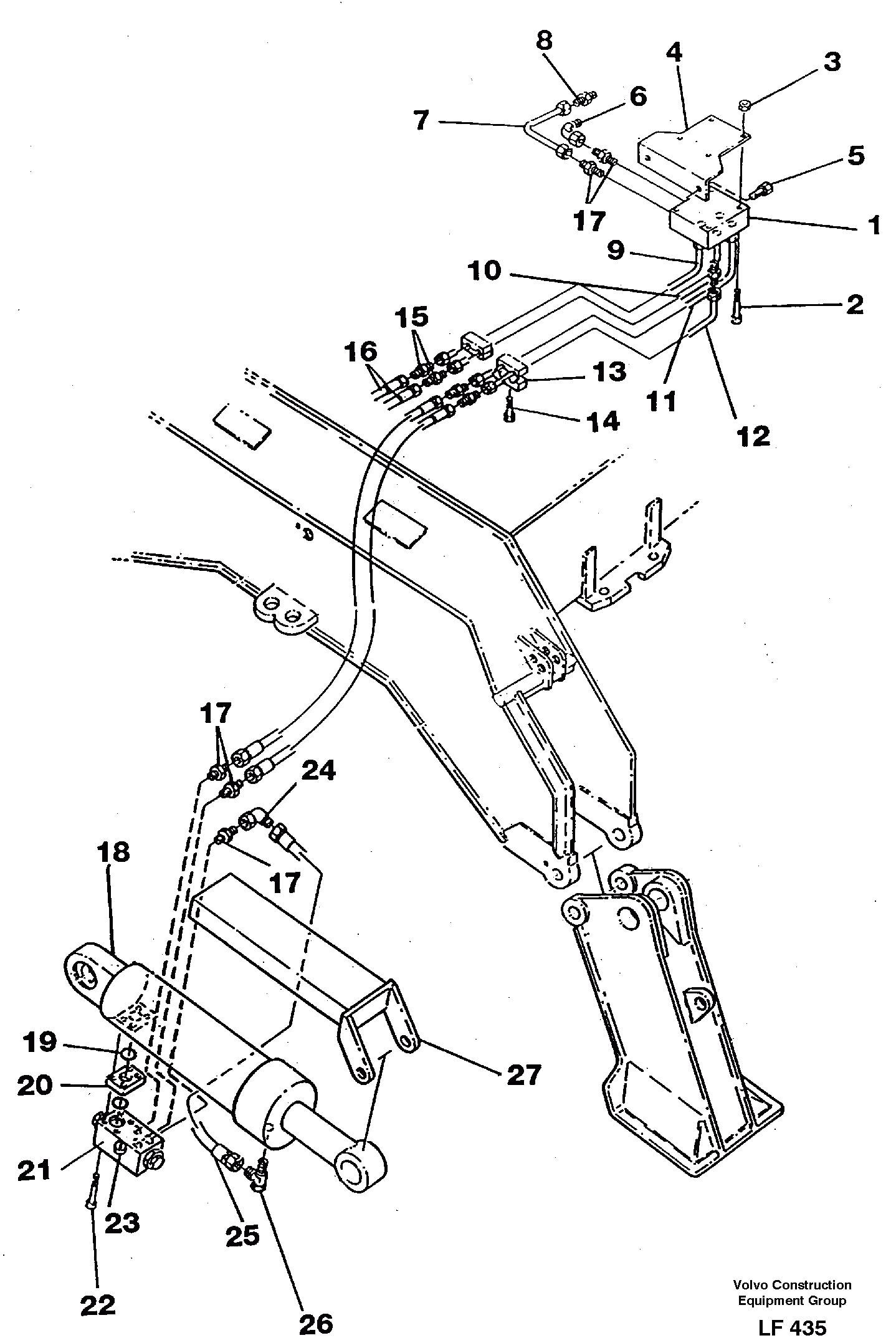 Схема запчастей Volvo EW200 - 57492 Hydraulic system, outriggers with fixed plates EW200 SER NO 3175-
