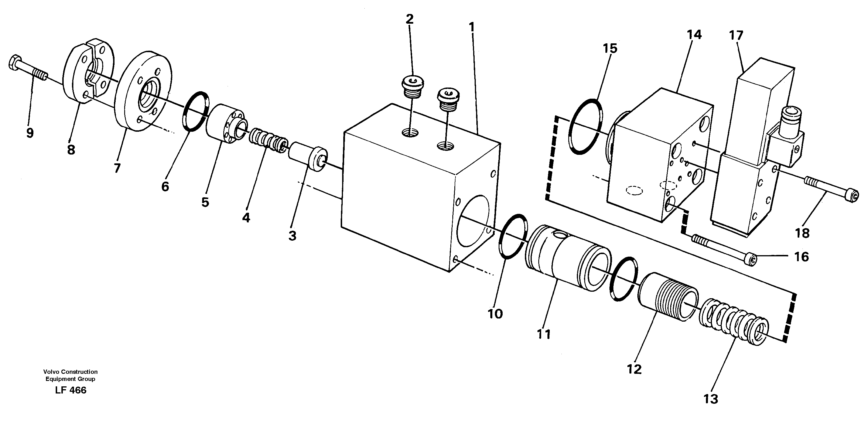 Схема запчастей Volvo EW200 - 20366 Клапан предохранительный (разгрузочный, сброса давления) EW200 SER NO 3175-
