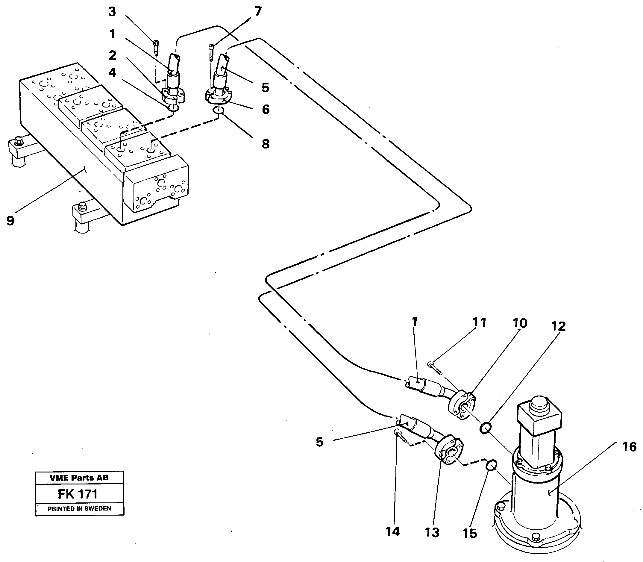 Схема запчастей Volvo EW200 - 16555 Hydraulic system, transport in uppercarrige EW200 ?KERMAN ?KERMAN EW200