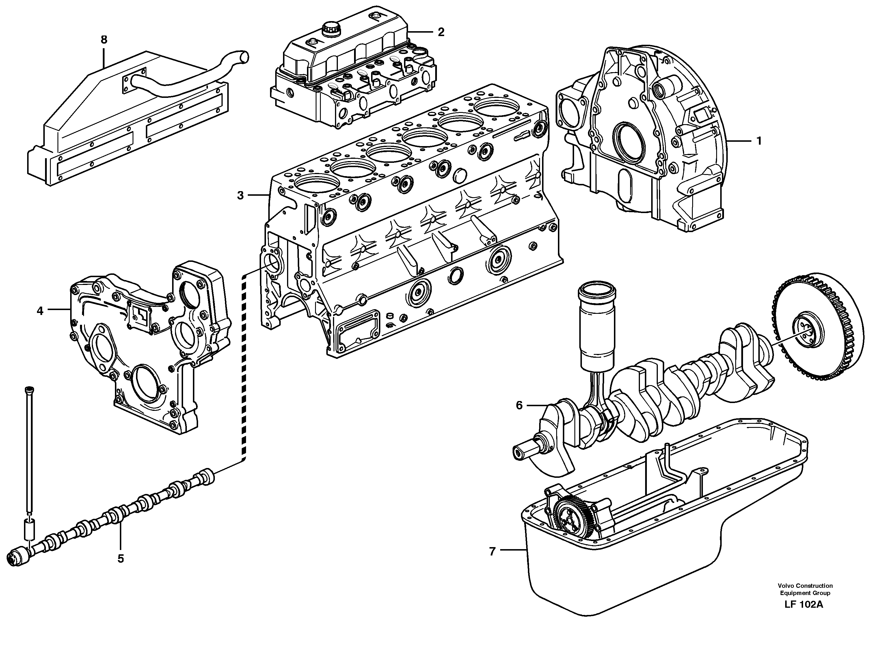 Схема запчастей Volvo EW200 - 8436 Двигатель в сборе EW200 SER NO 3175-