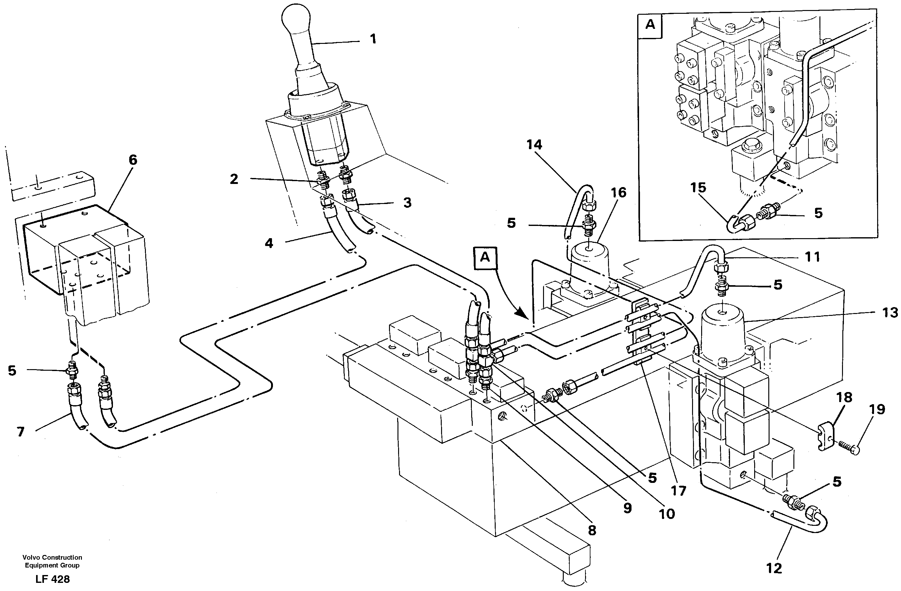 Схема запчастей Volvo EW200 - 38238 Servo hydraulics, dipper arm EW200 SER NO 3175-