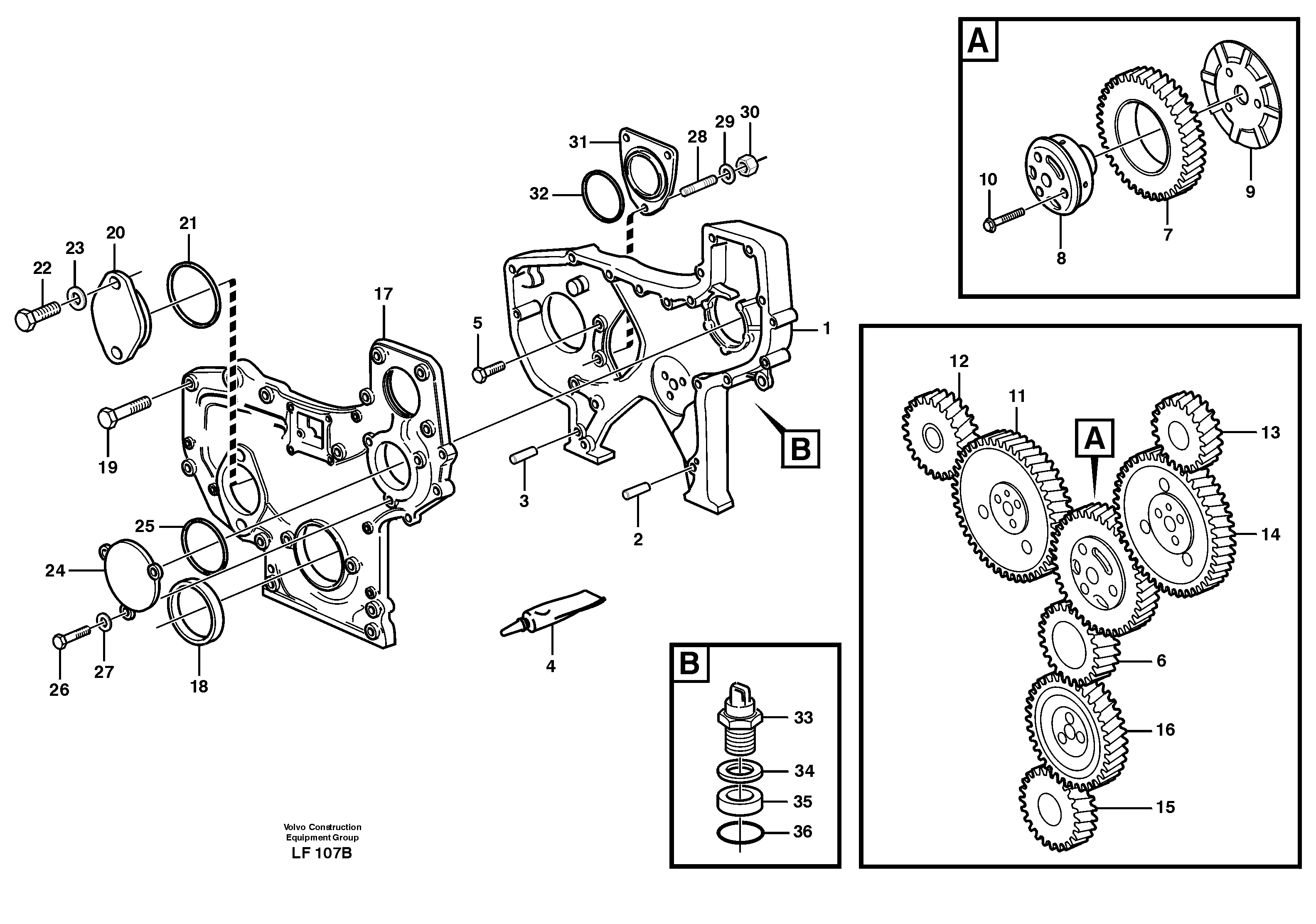 Схема запчастей Volvo EW200 - 10112 Timing gear casing EW200 SER NO 3175-