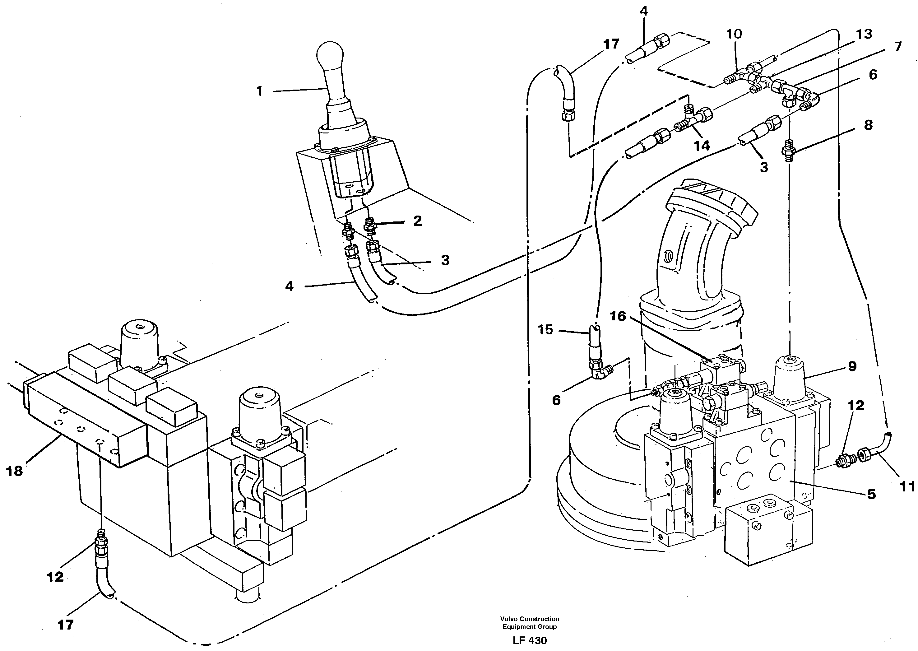 Схема запчастей Volvo EW200 - 38241 Servo hydraulics, slewing EW200 SER NO 3175-