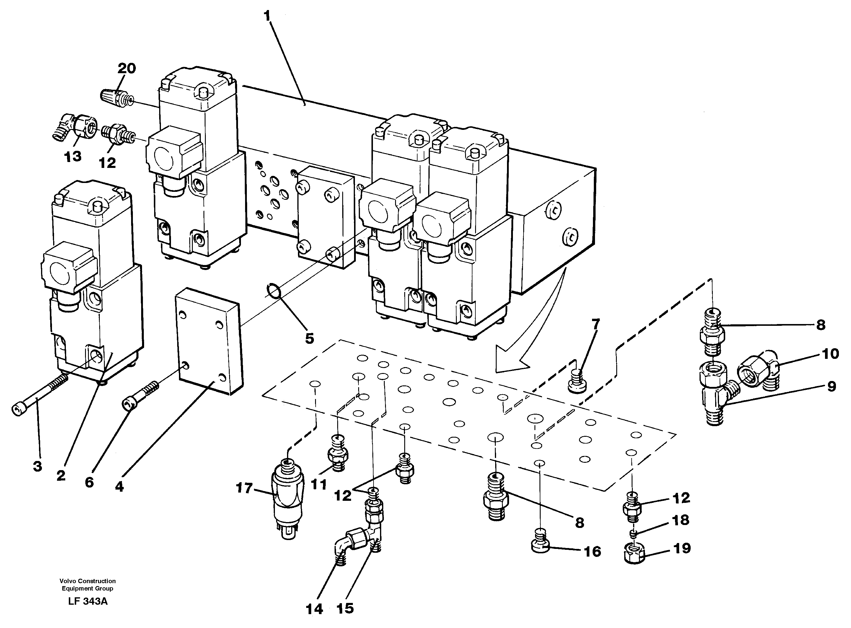 Схема запчастей Volvo EW200 - 38244 Stop control block EW200 SER NO 3175-