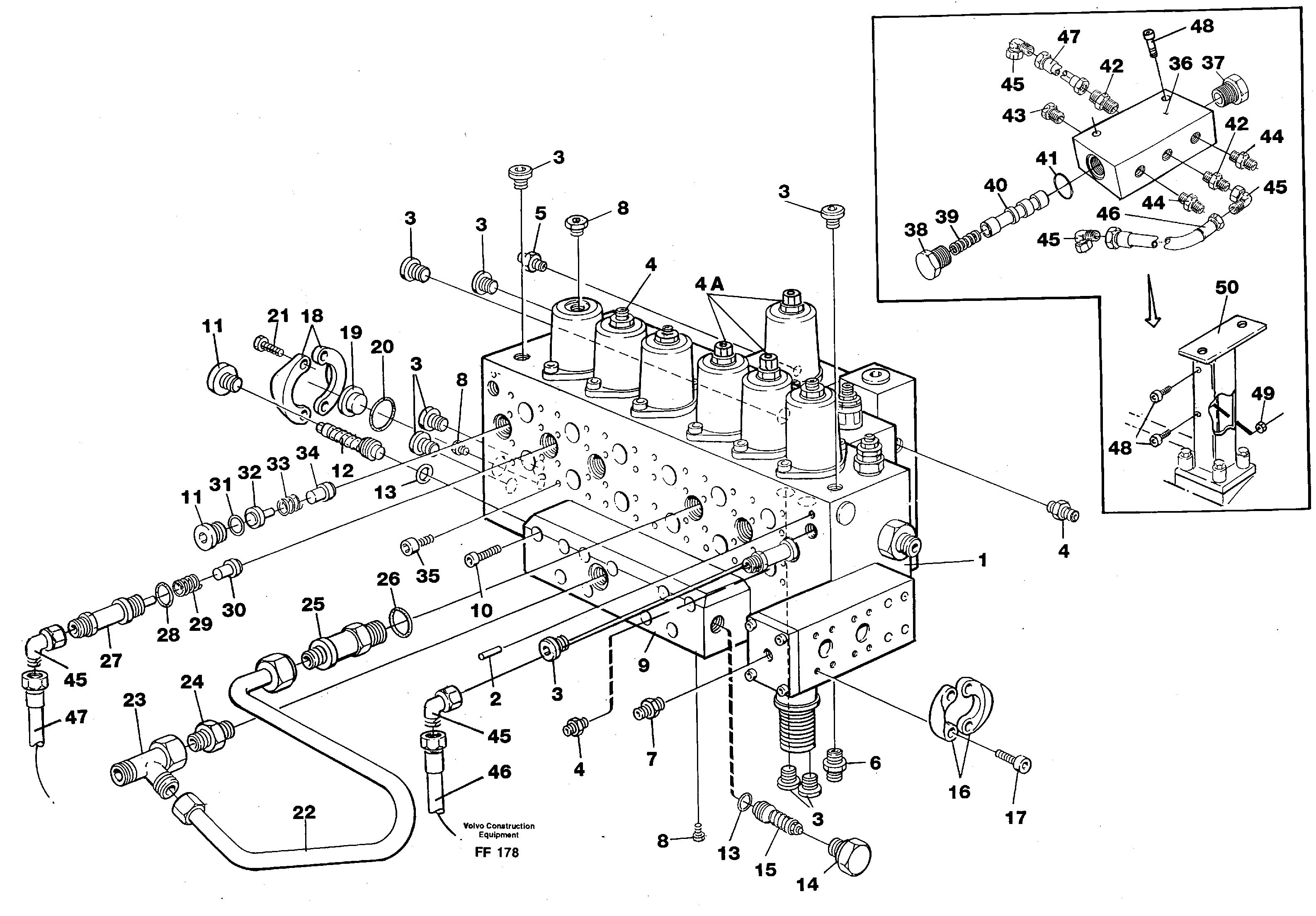 Схема запчастей Volvo EC130C - 2229 Main valve assembly, tubes connections, assembly bloc EC130C ?KERMAN ?KERMAN EC130C SER NO - 220