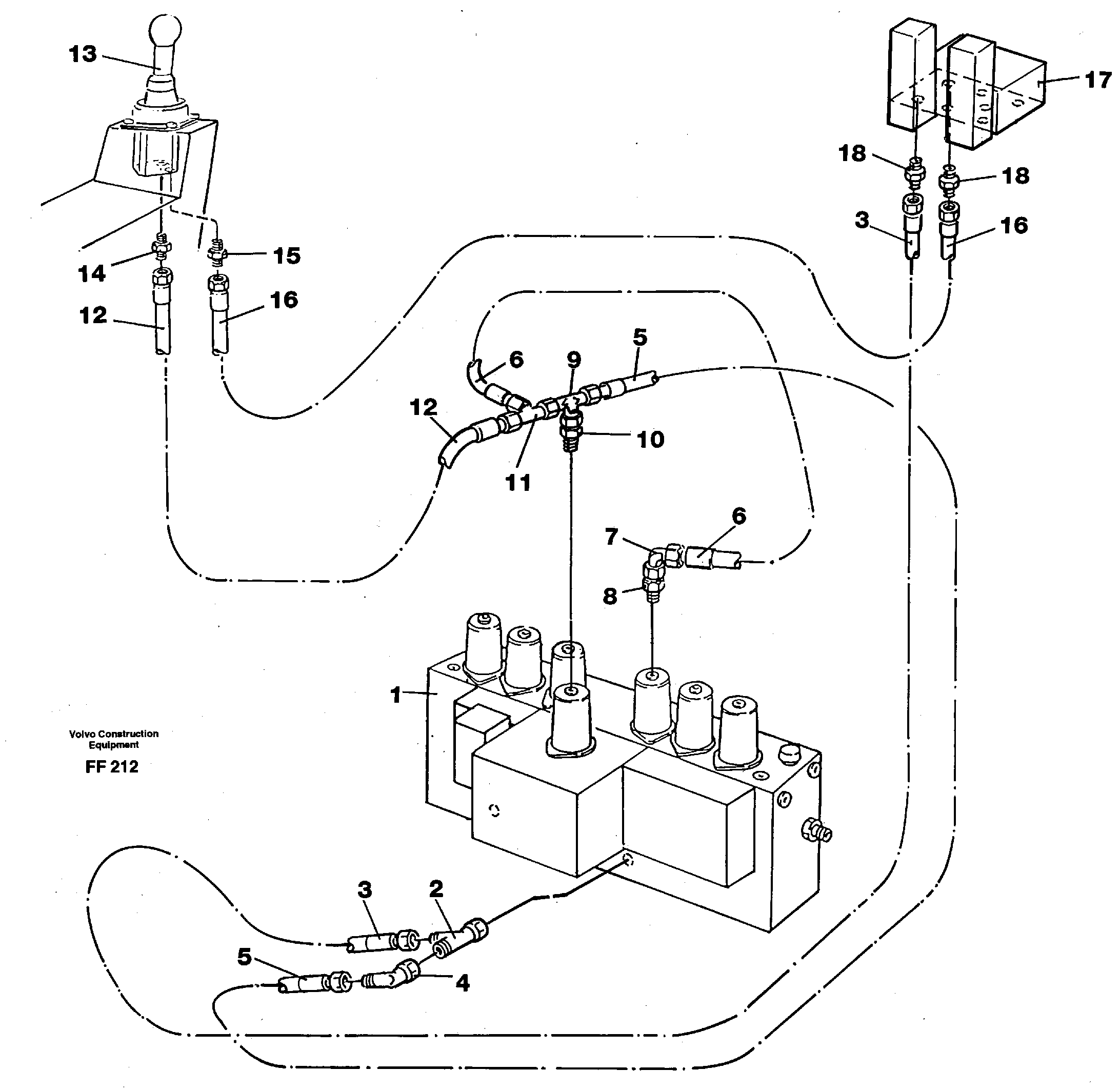 Схема запчастей Volvo EC130C - 1533 Servo hydraulics, dipper arm EC130C ?KERMAN ?KERMAN EC130C SER NO - 220