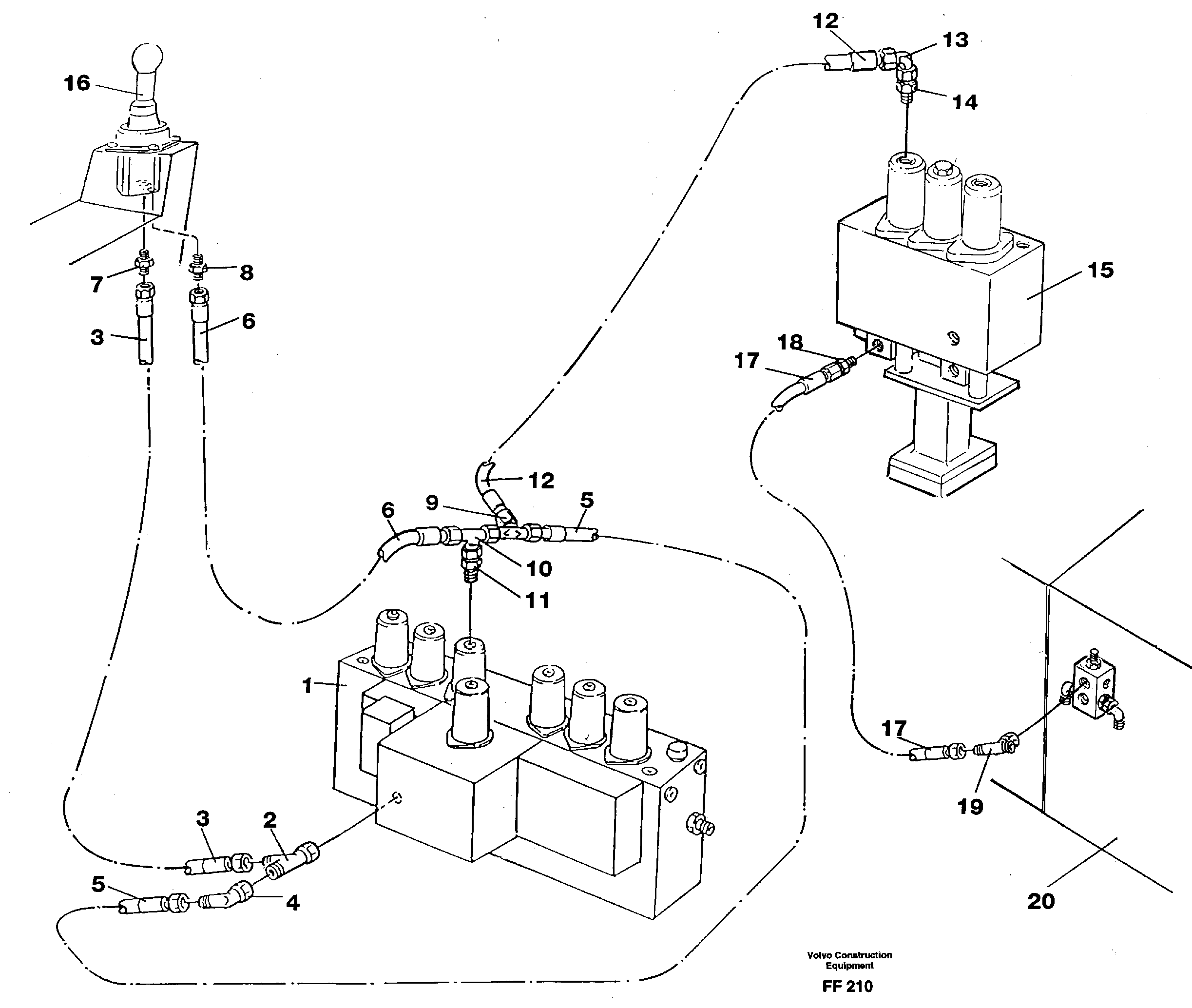 Схема запчастей Volvo EC130C - 1534 Servo hydraulics, bucket EC130C ?KERMAN ?KERMAN EC130C SER NO - 220