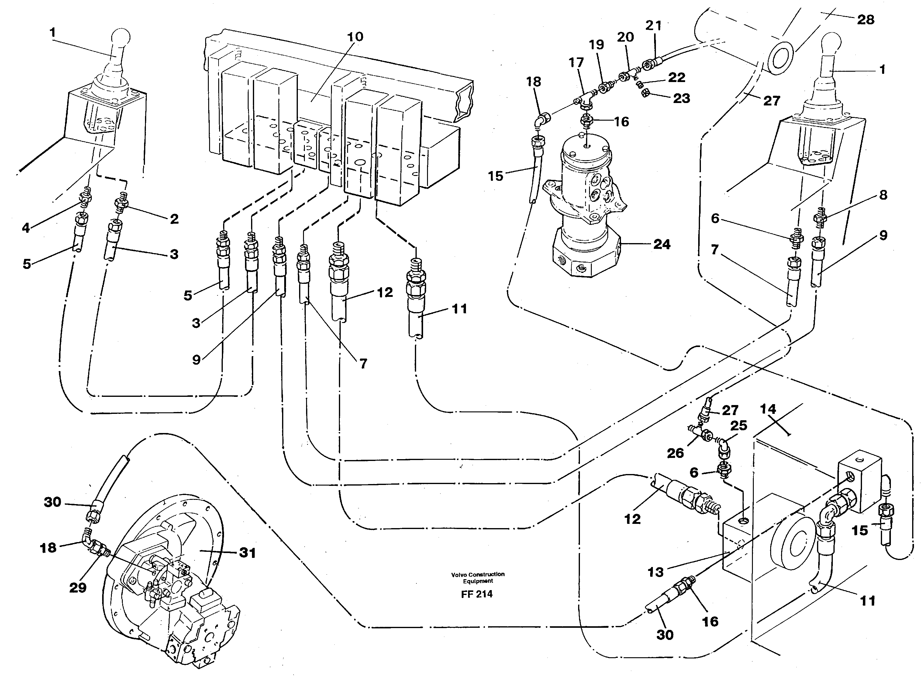 Схема запчастей Volvo EC130C - 1543 Servo hydrulics return line tank EC130C ?KERMAN ?KERMAN EC130C SER NO - 220