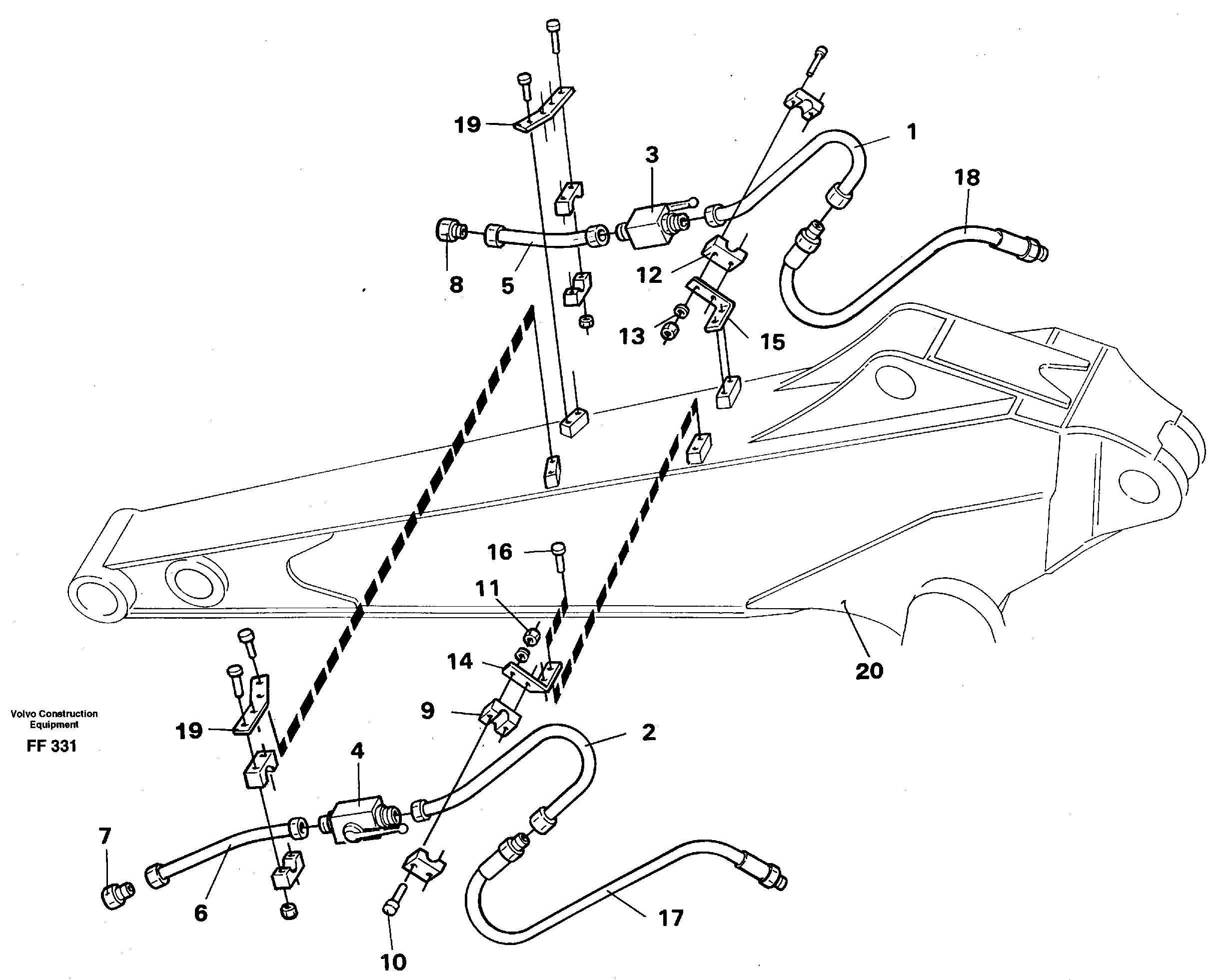 Схема запчастей Volvo EC130C - 22245 Hydraulic hammer equipm. with shut-off cocks, dipper arm 2.0m and 2.4m EC130C ?KERMAN ?KERMAN EC130C SER NO - 220