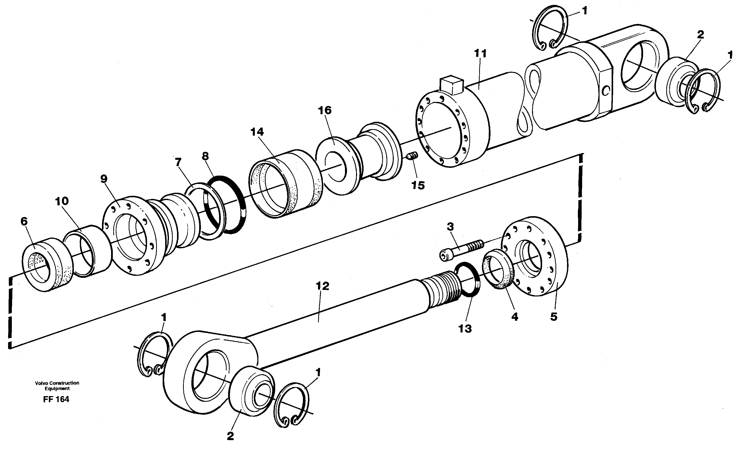 Схема запчастей Volvo EC130C - 3113 Гидроцилиндр лезвия отвала (аутригера) EC130C ?KERMAN ?KERMAN EC130C SER NO - 220