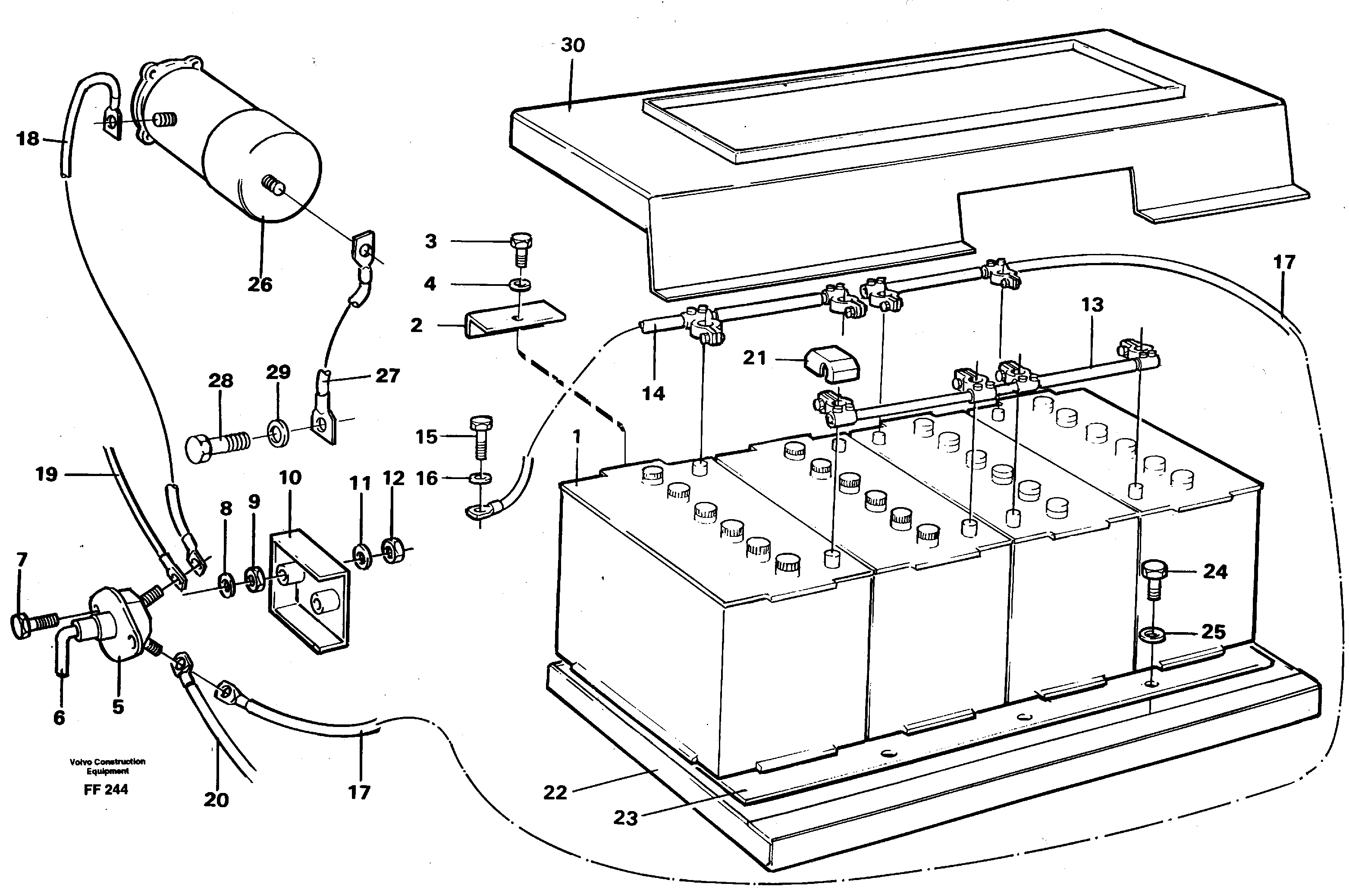 Схема запчастей Volvo EC130C - 488 Battery with assembling details EC130C ?KERMAN ?KERMAN EC130C SER NO - 220