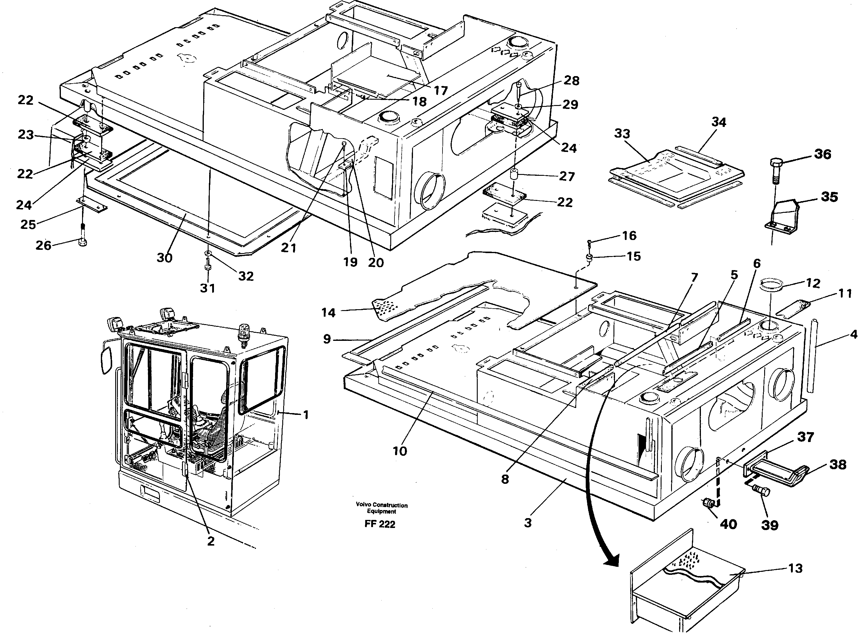 Схема запчастей Volvo EC130C - 29583 Drivers cab and cabin floor EC130C ?KERMAN ?KERMAN EC130C SER NO - 220
