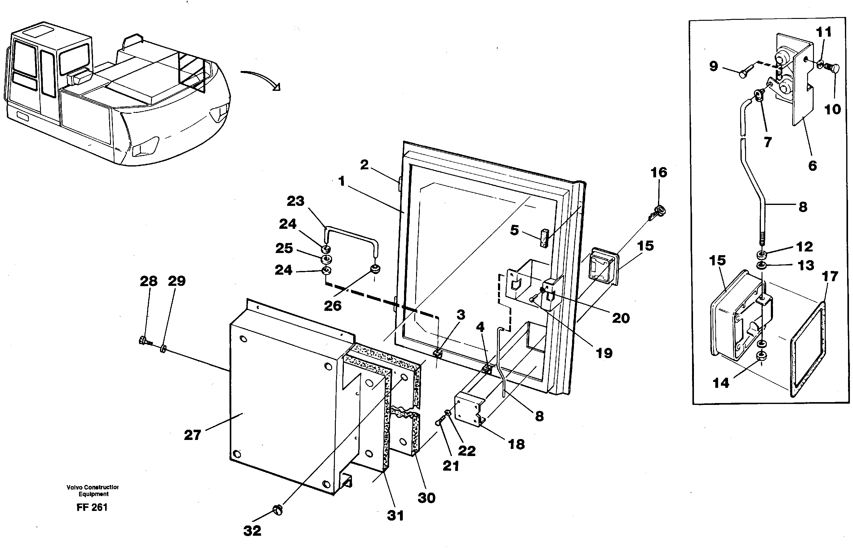 Схема запчастей Volvo EC130C - 1767 Door, servo pumps, right EC130C ?KERMAN ?KERMAN EC130C SER NO - 220
