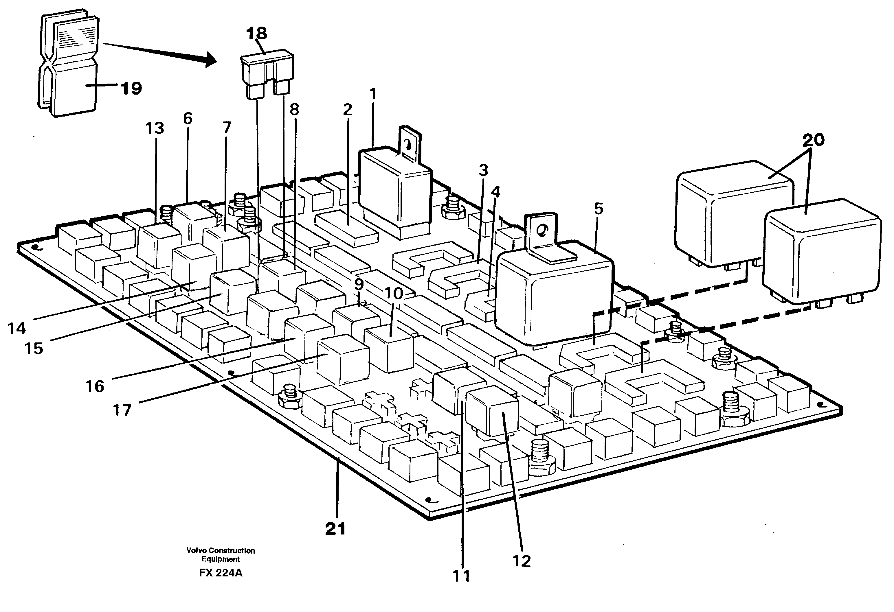 Схема запчастей Volvo EC130C - 105376 Electrical distribution unit, relay EC130C SER NO 221-
