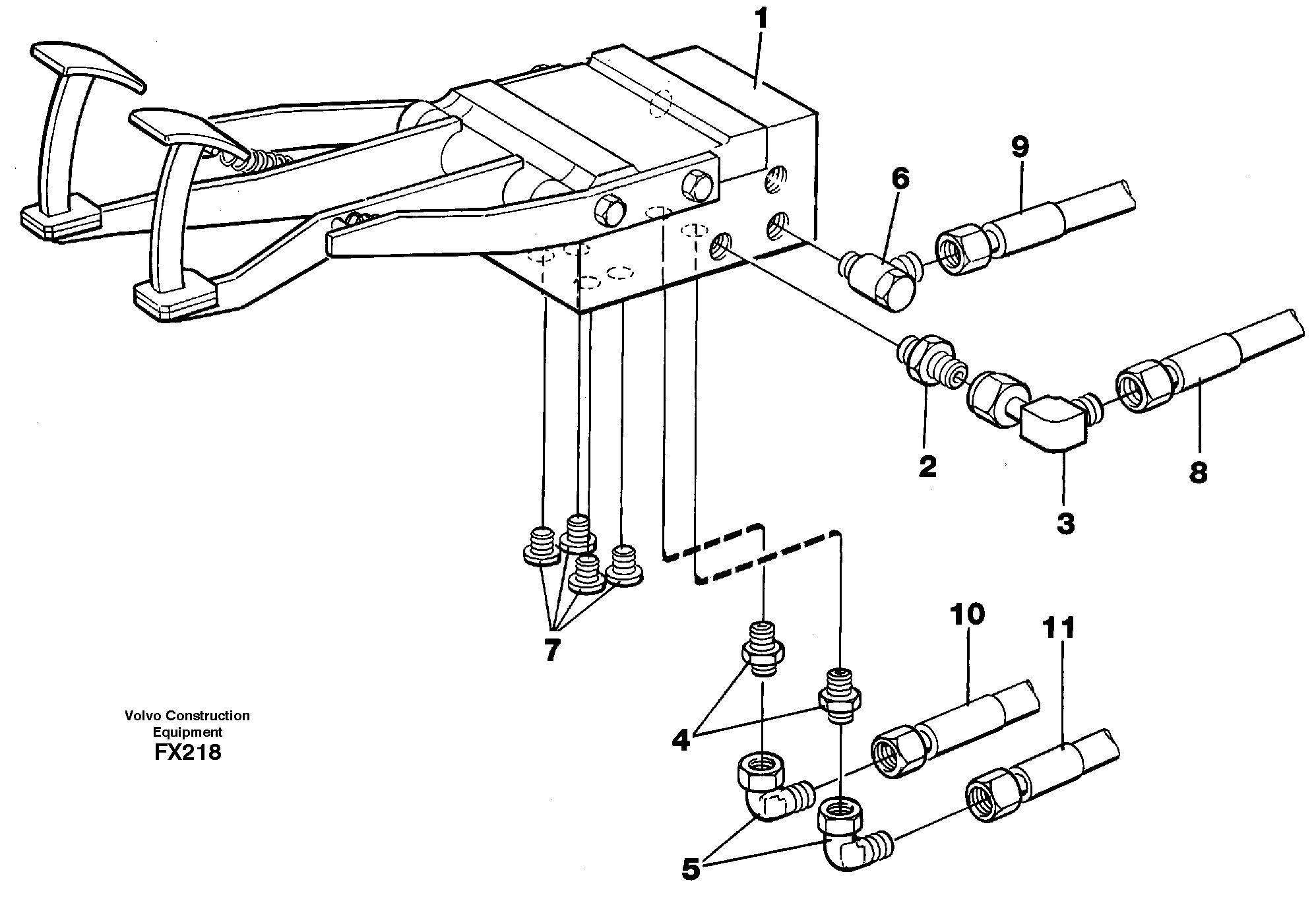 Схема запчастей Volvo EC130C - 11684 Pedal valve with connections EC130C SER NO 221-