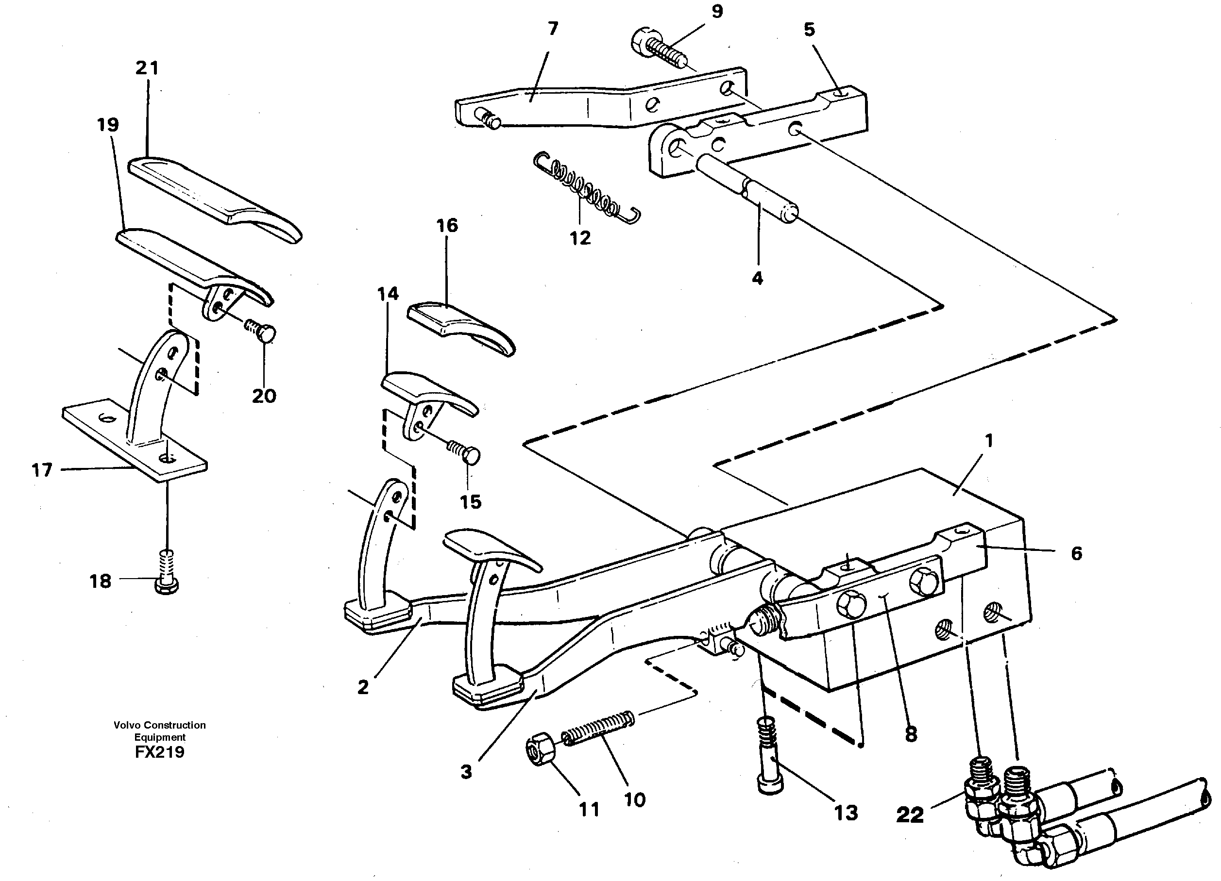 Схема запчастей Volvo EC130C - 9969 Pedal valve and foot rest EC130C SER NO 221-
