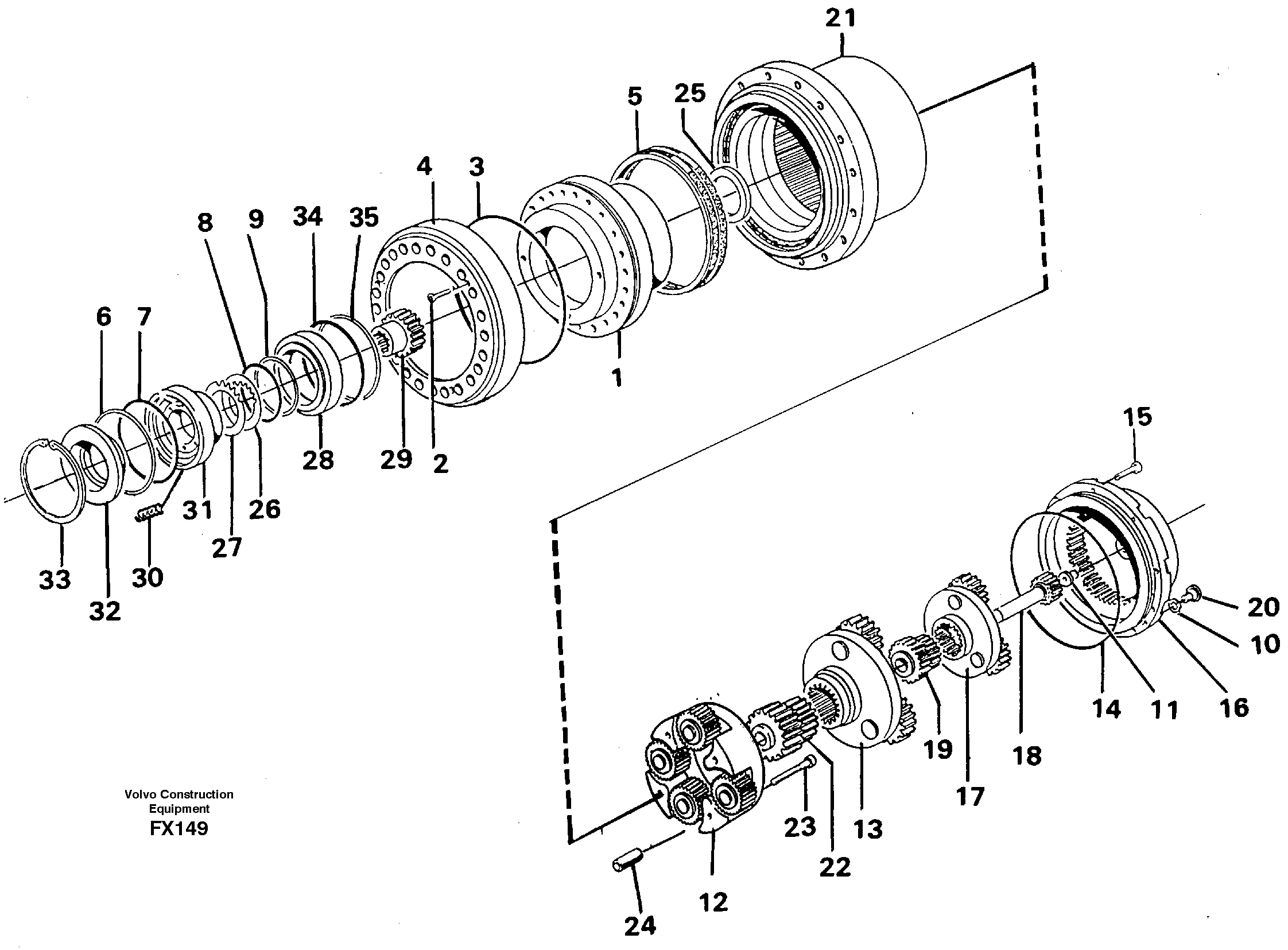Схема запчастей Volvo EC130C - 31508 Planetary drive EC130C SER NO 221-