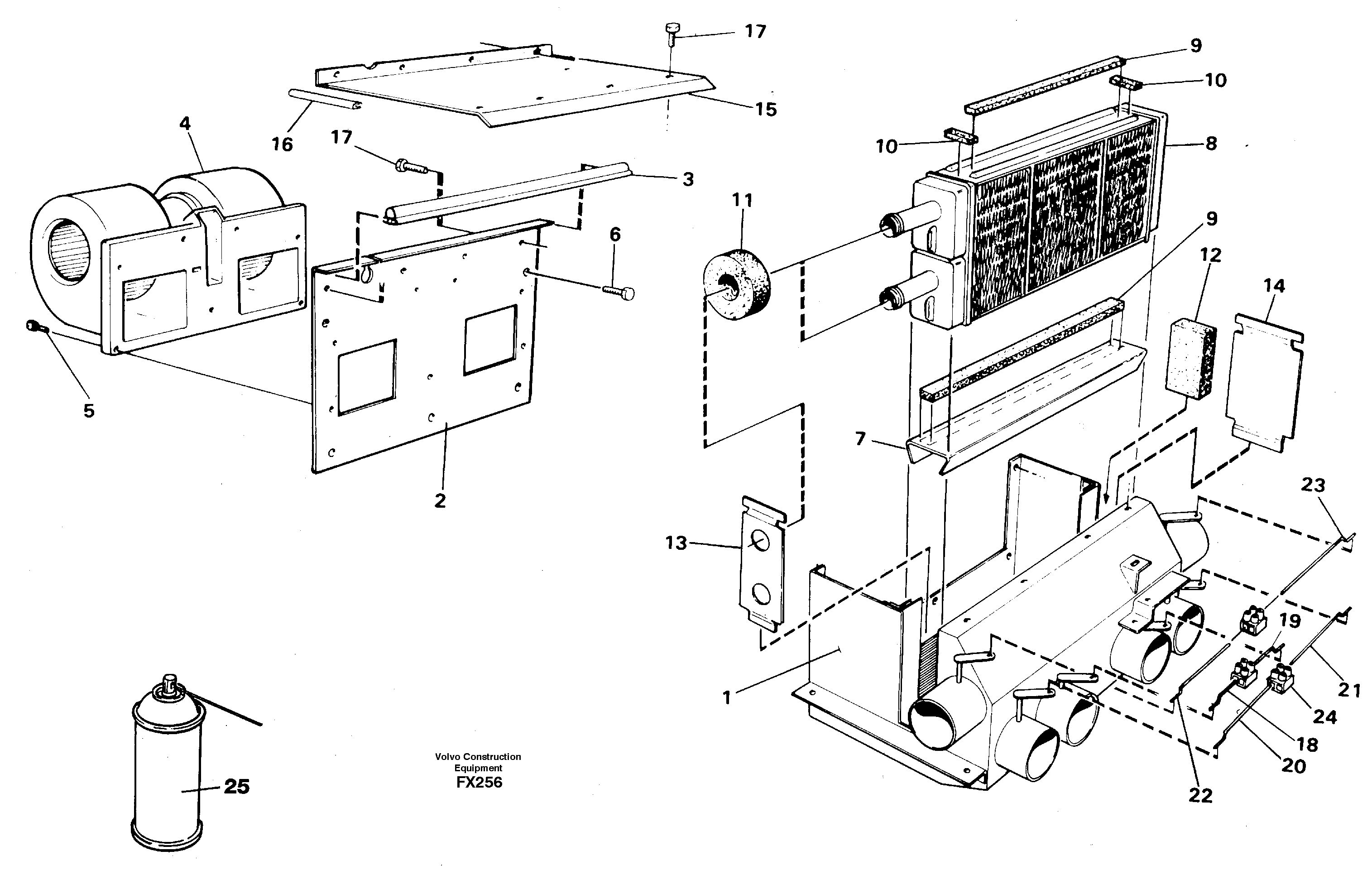 Схема запчастей Volvo EC130C - 14674 Cab heater EC130C SER NO 221-