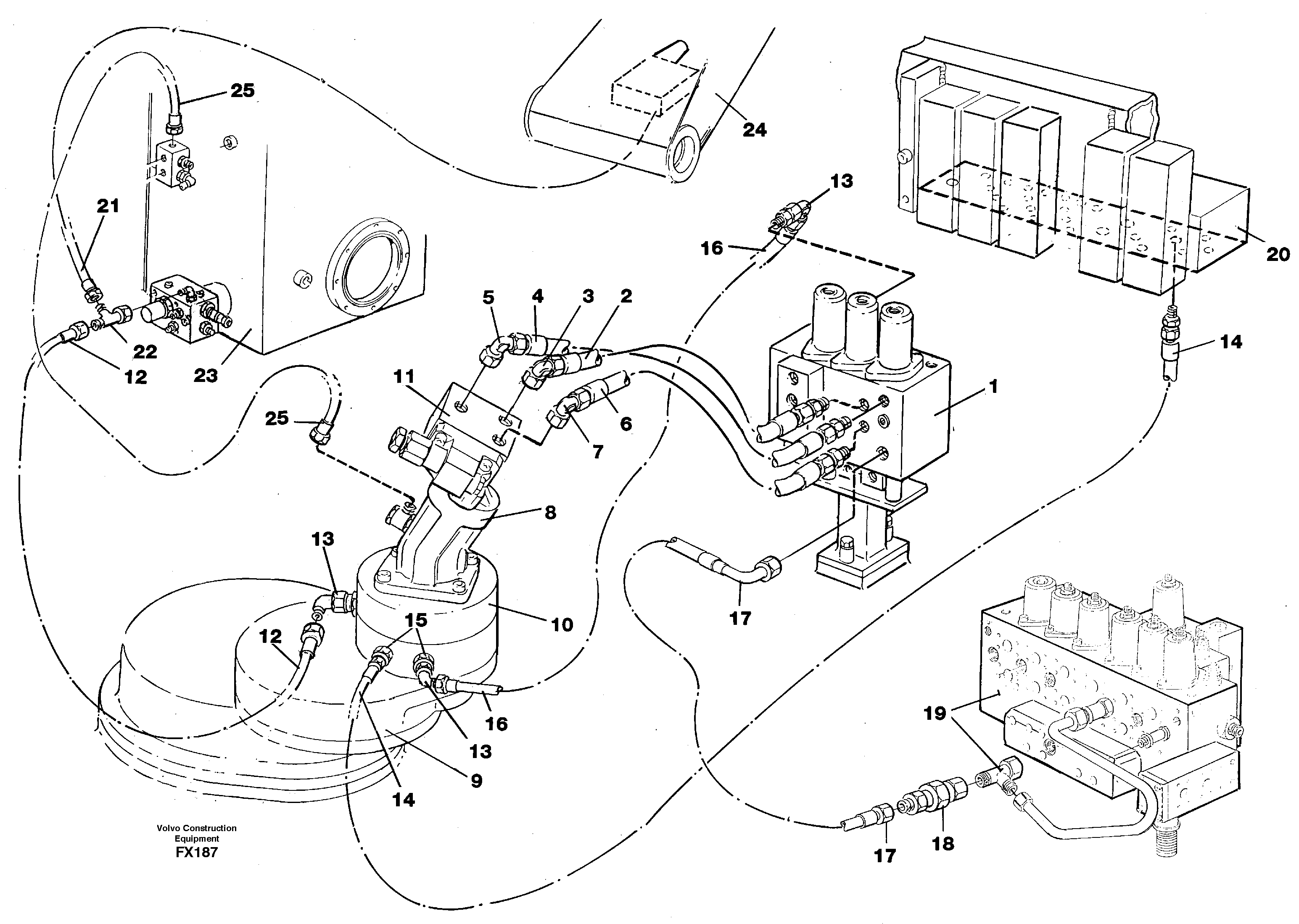 Схема запчастей Volvo EC130C - 14701 Boom swing system EC130C SER NO 221-