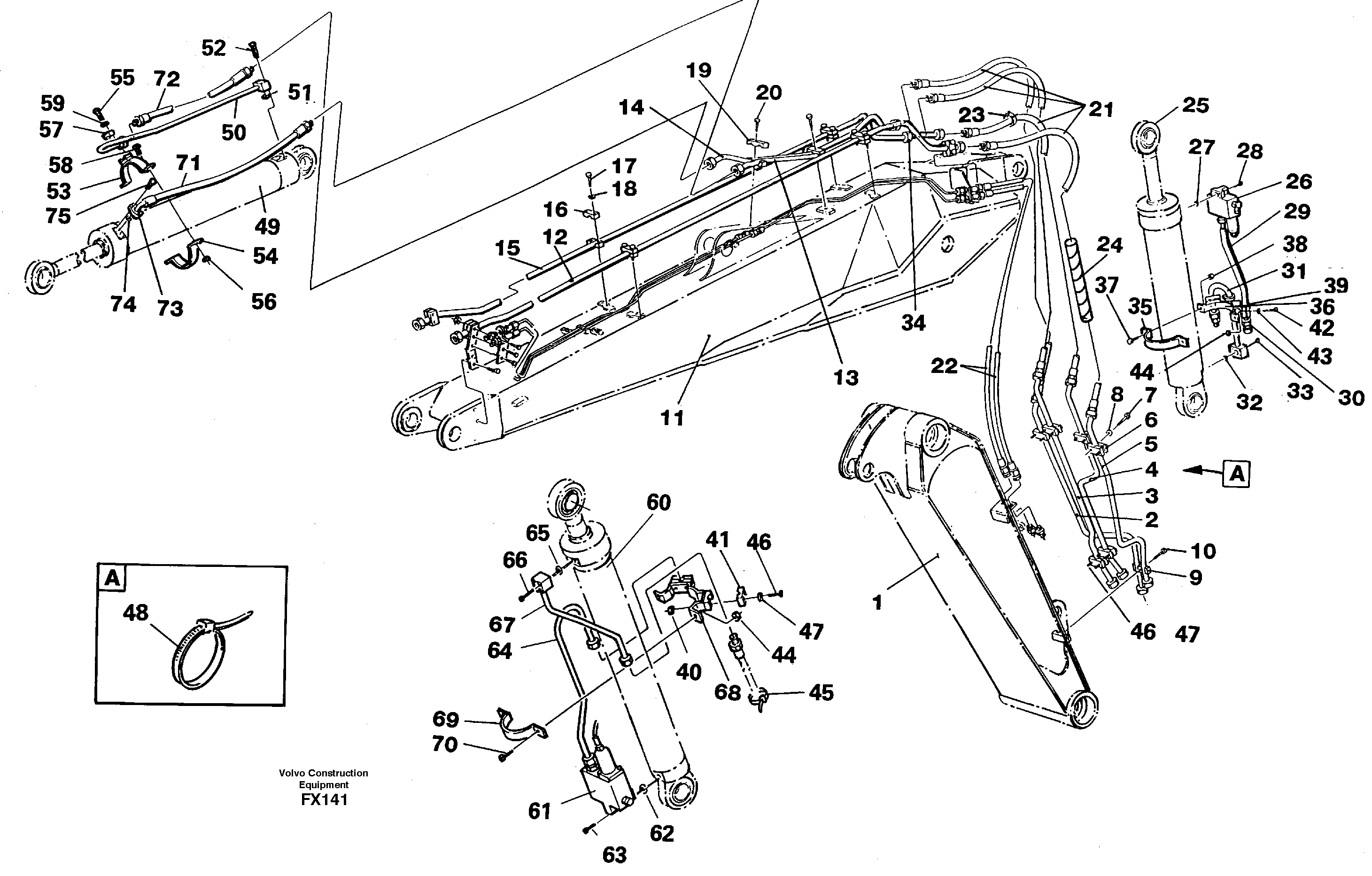 Схема запчастей Volvo EC130C - 14703 Hydraulic equipment, adjustable boom EC130C SER NO 221-