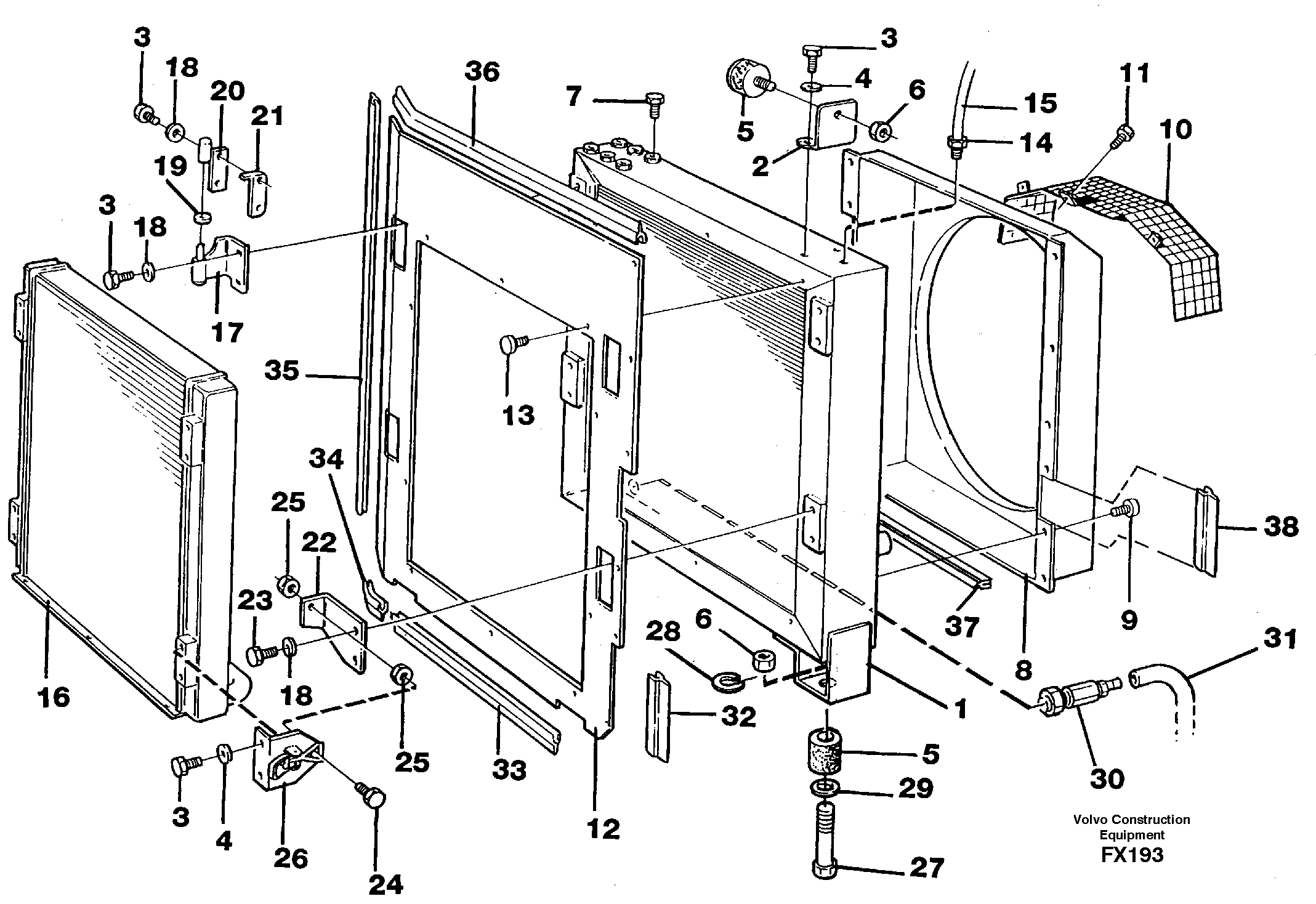 Схема запчастей Volvo EC130C - 66720 Радиатор масляной для гидравлики EC130C SER NO 221-