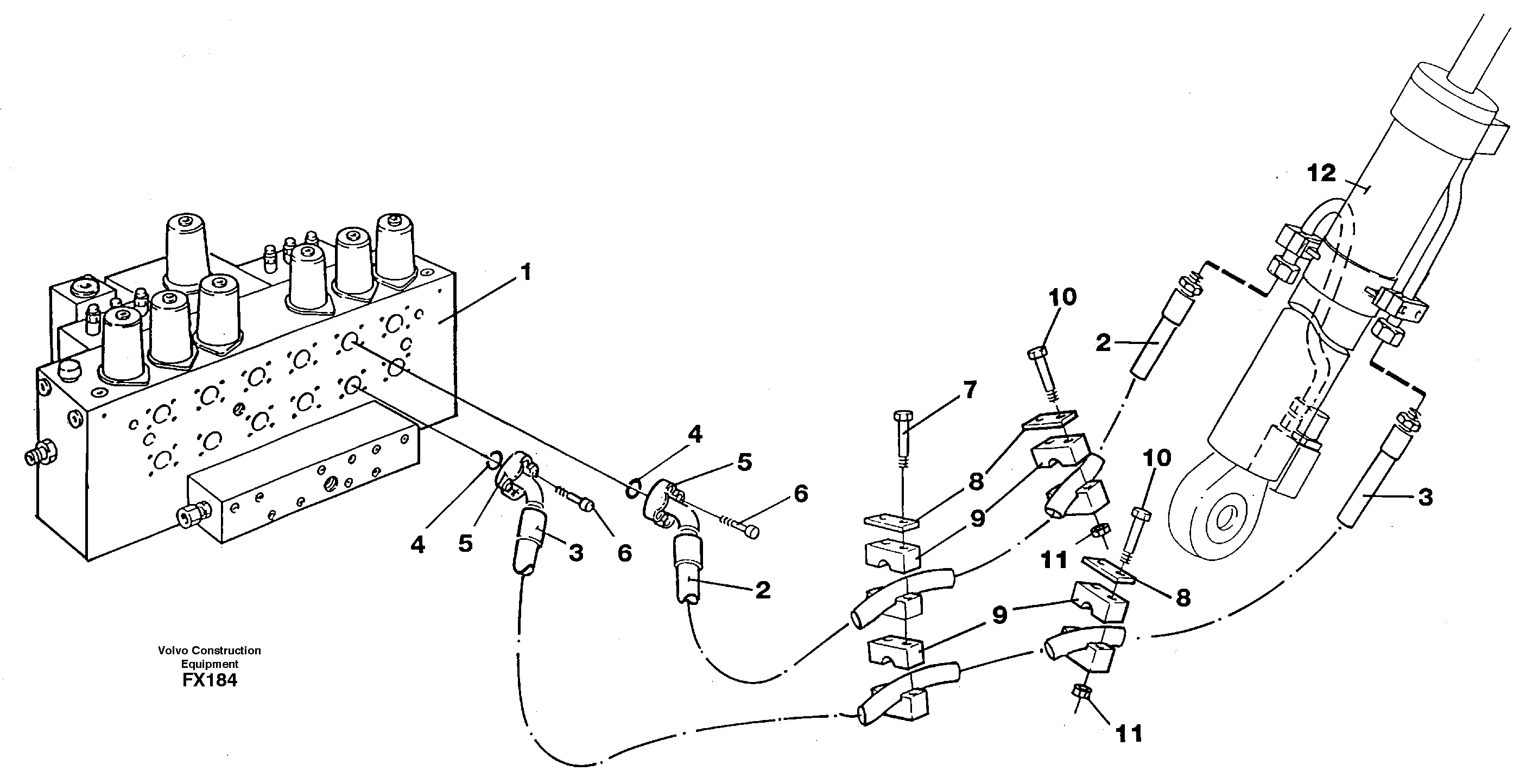 Схема запчастей Volvo EC130C - 91149 Hydraulic system, boom EC130C SER NO 221-