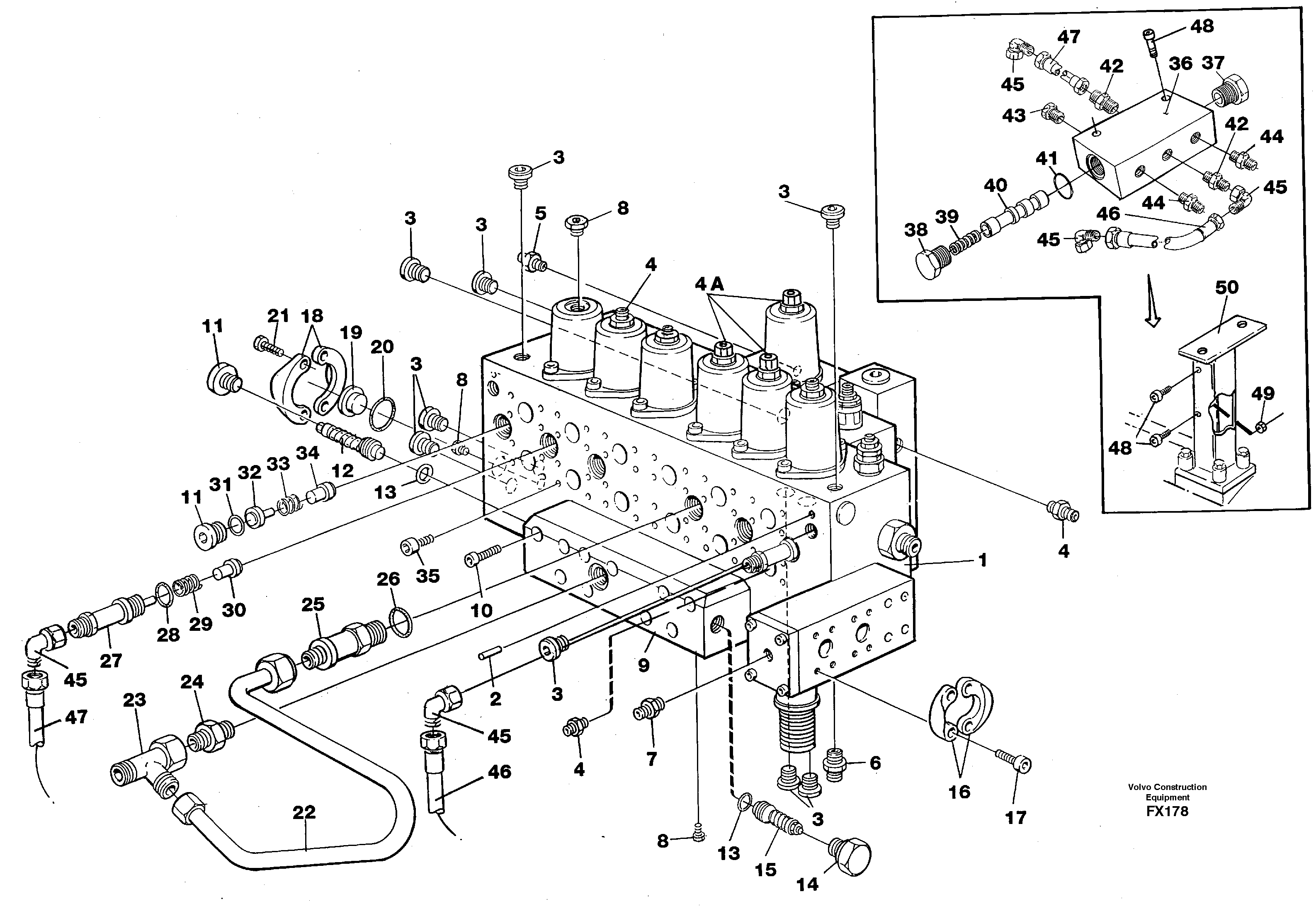 Схема запчастей Volvo EC130C - 13570 Main valve assembly, tubes connections, assembly bloc EC130C SER NO 221-