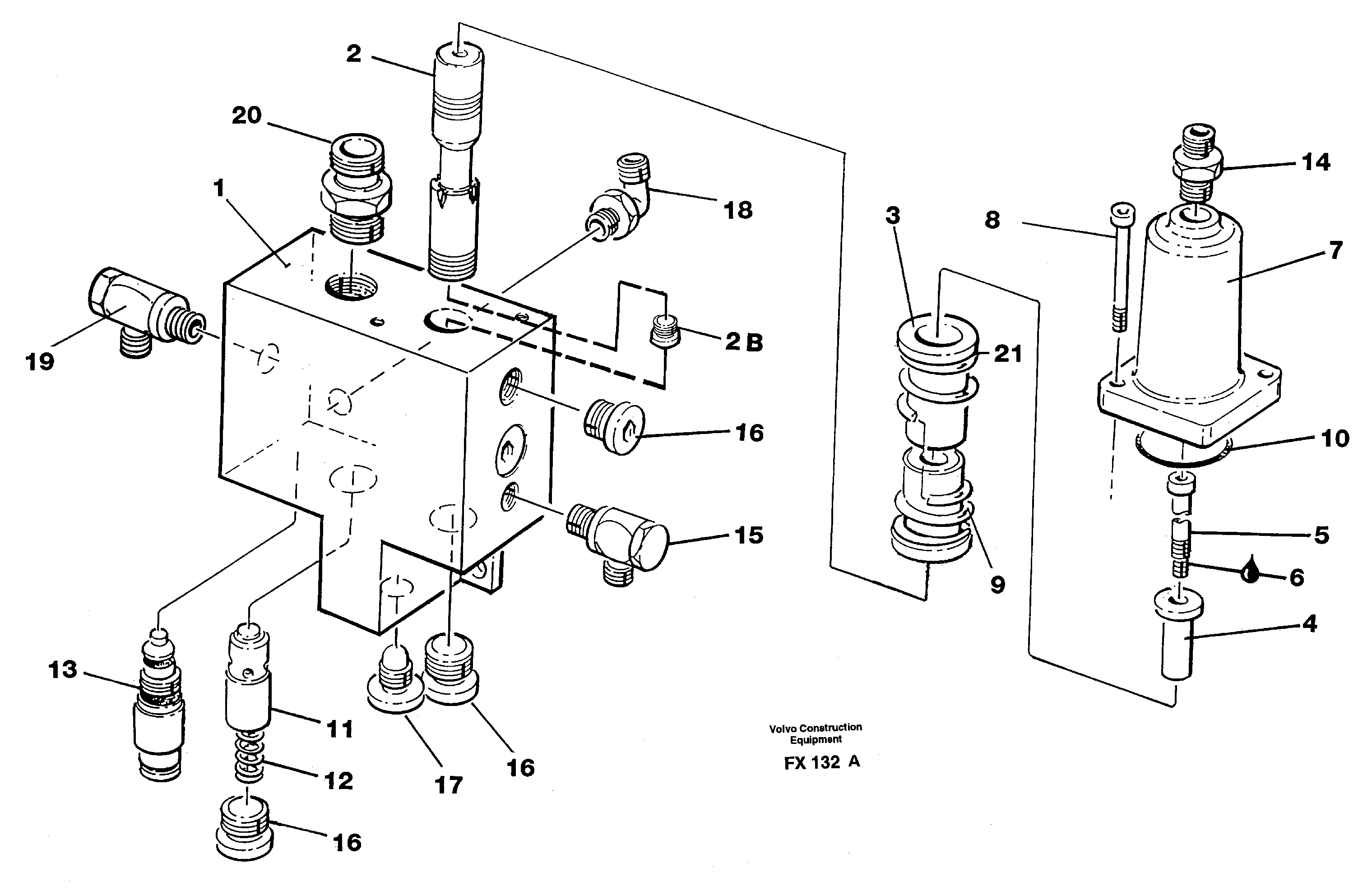 Схема запчастей Volvo EC130C - 14303 Hose rupture valve, boom cylinder EC130C SER NO 221-
