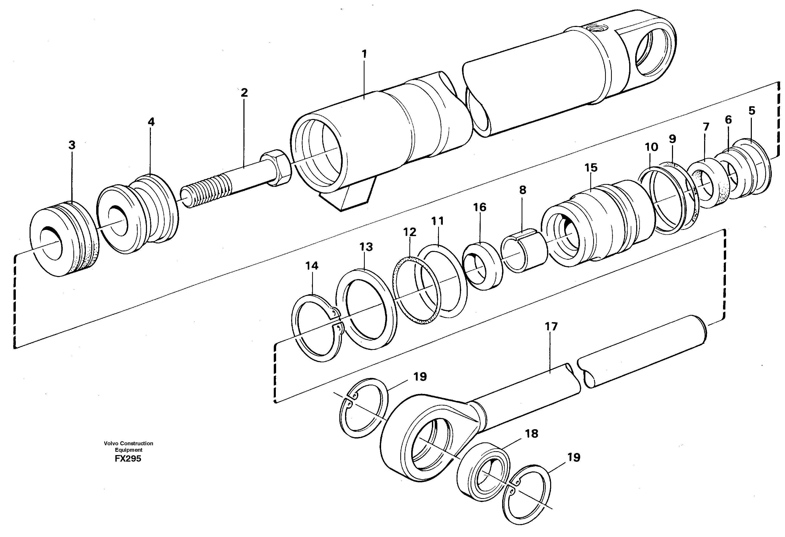 Схема запчастей Volvo EC130C - 104998 Hydraulic cylinder, slope bucket EC130C SER NO 221-