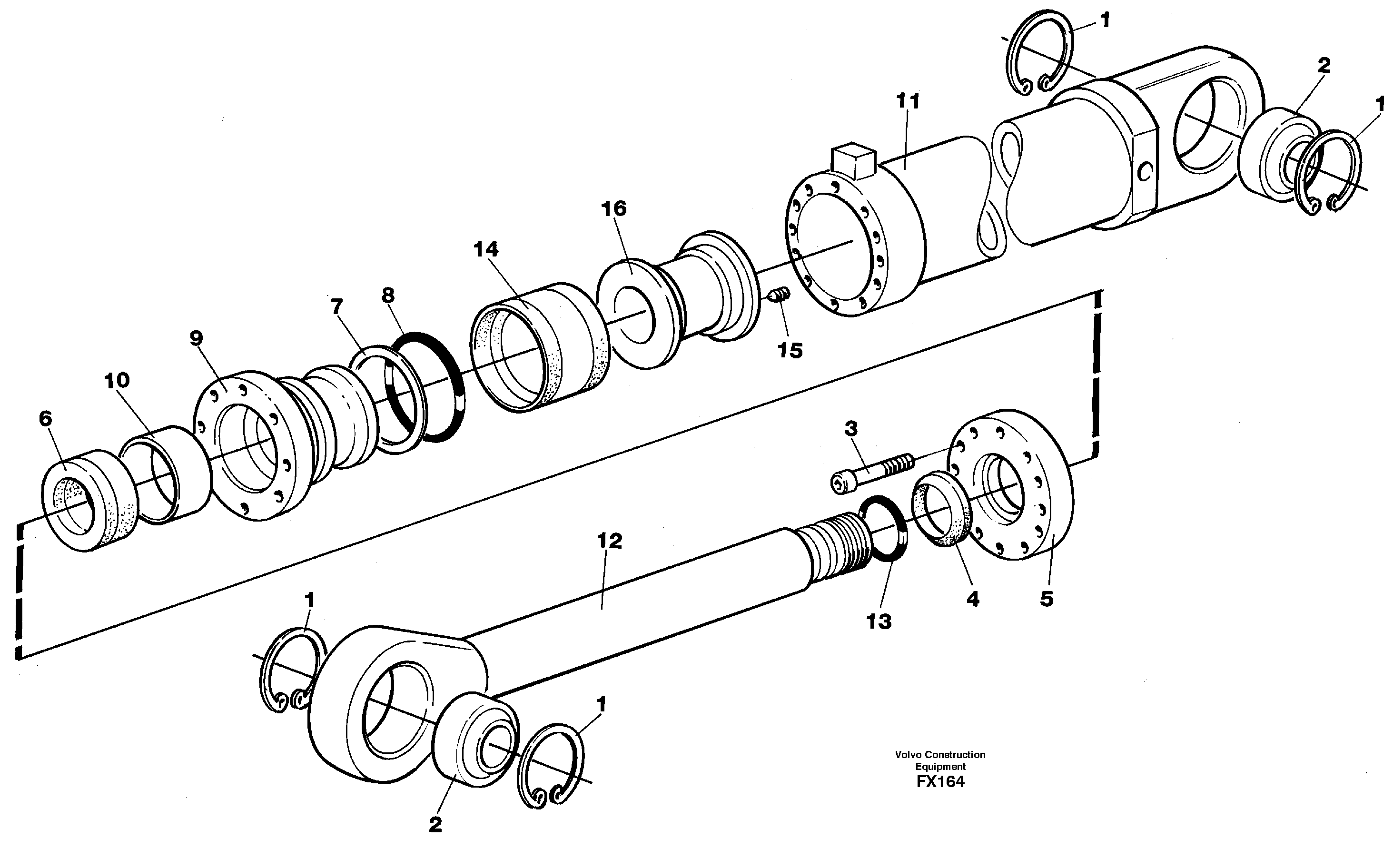 Схема запчастей Volvo EC130C - 16803 Гидроцилиндр лезвия отвала (аутригера) EC130C SER NO 221-