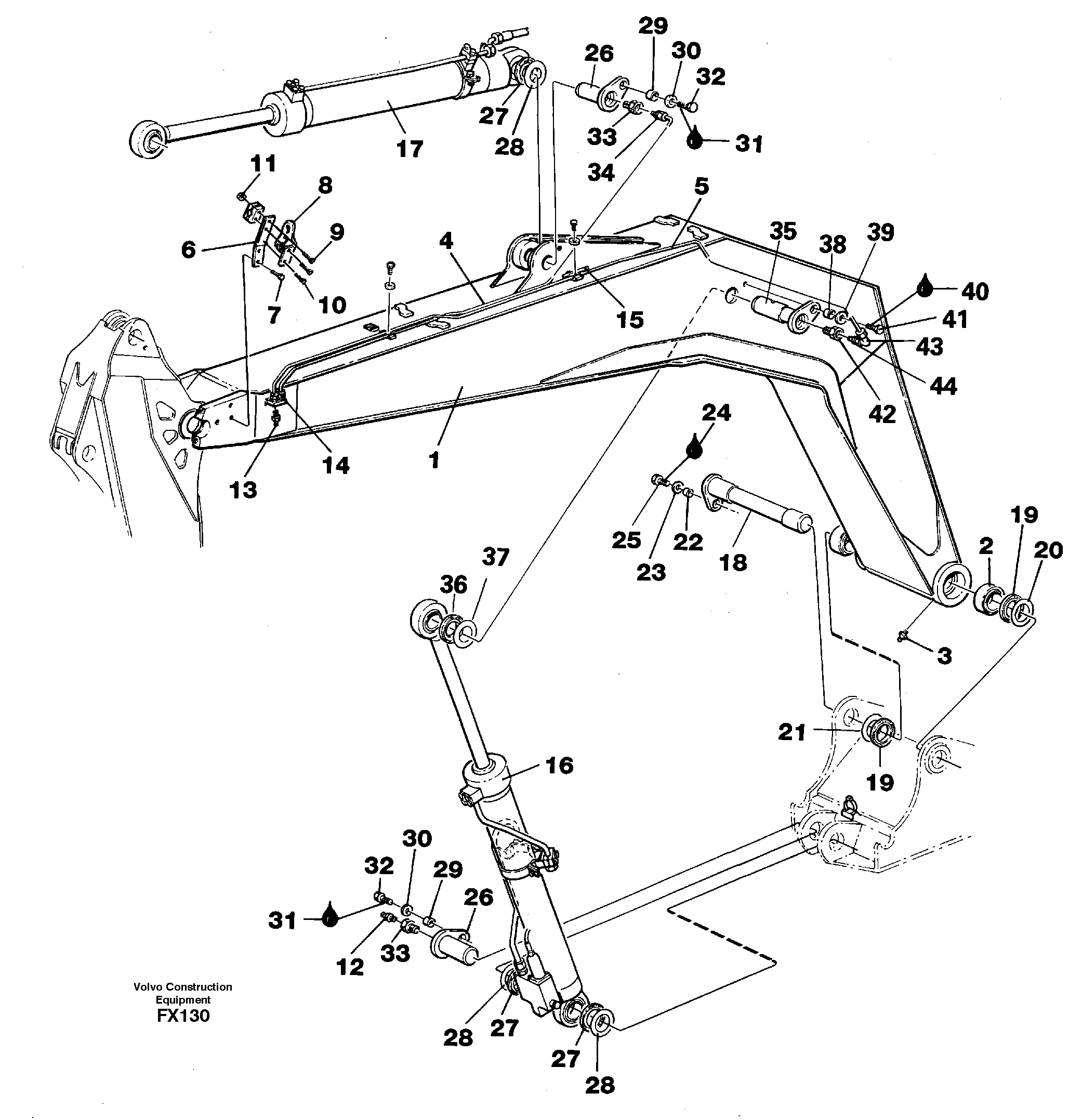 Схема запчастей Volvo EC130C - 16805 Backhoe boom 4,40m EC130C SER NO 221-
