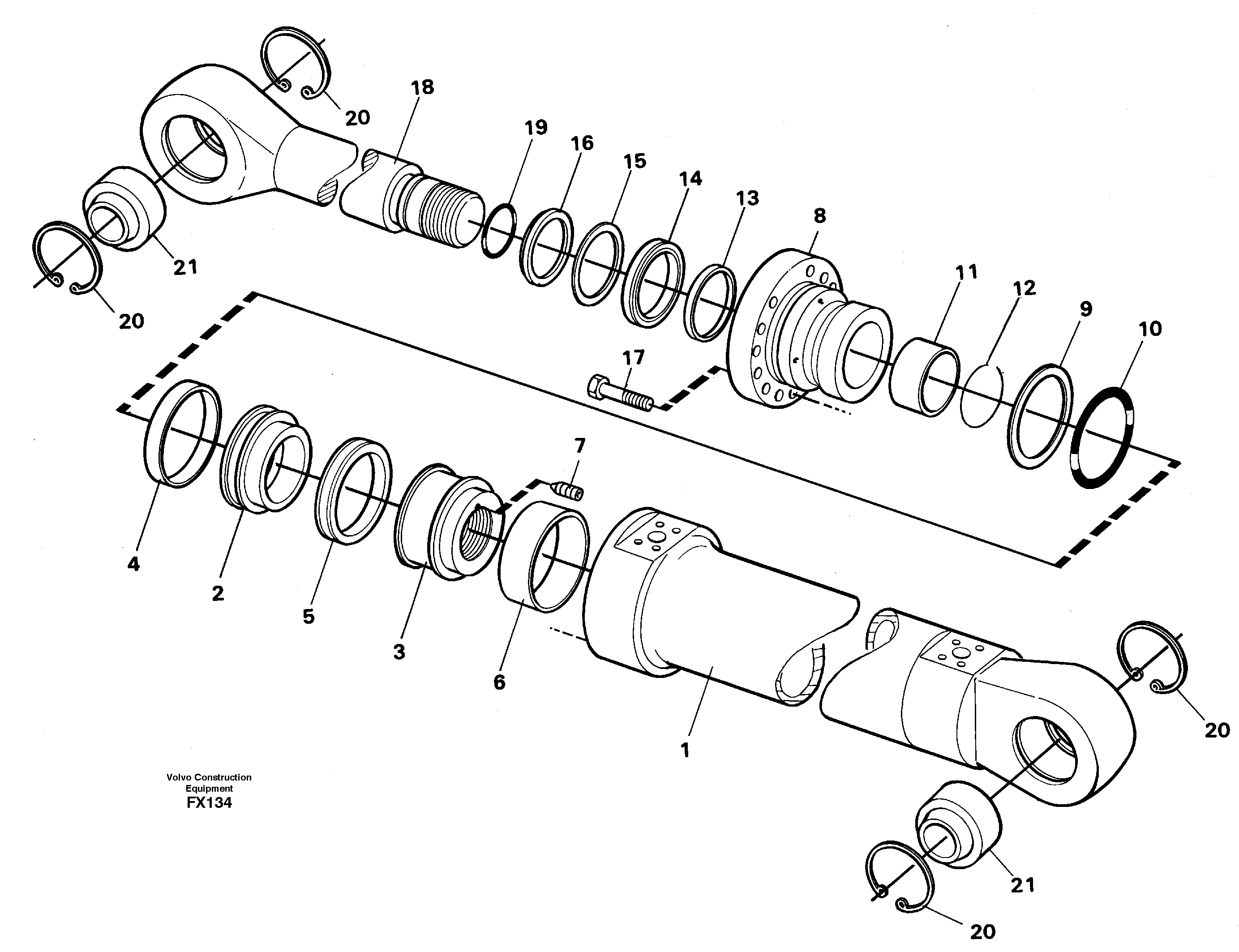 Схема запчастей Volvo EC130C - 29360 Гидроцилиндр стрелы EC130C SER NO 221-