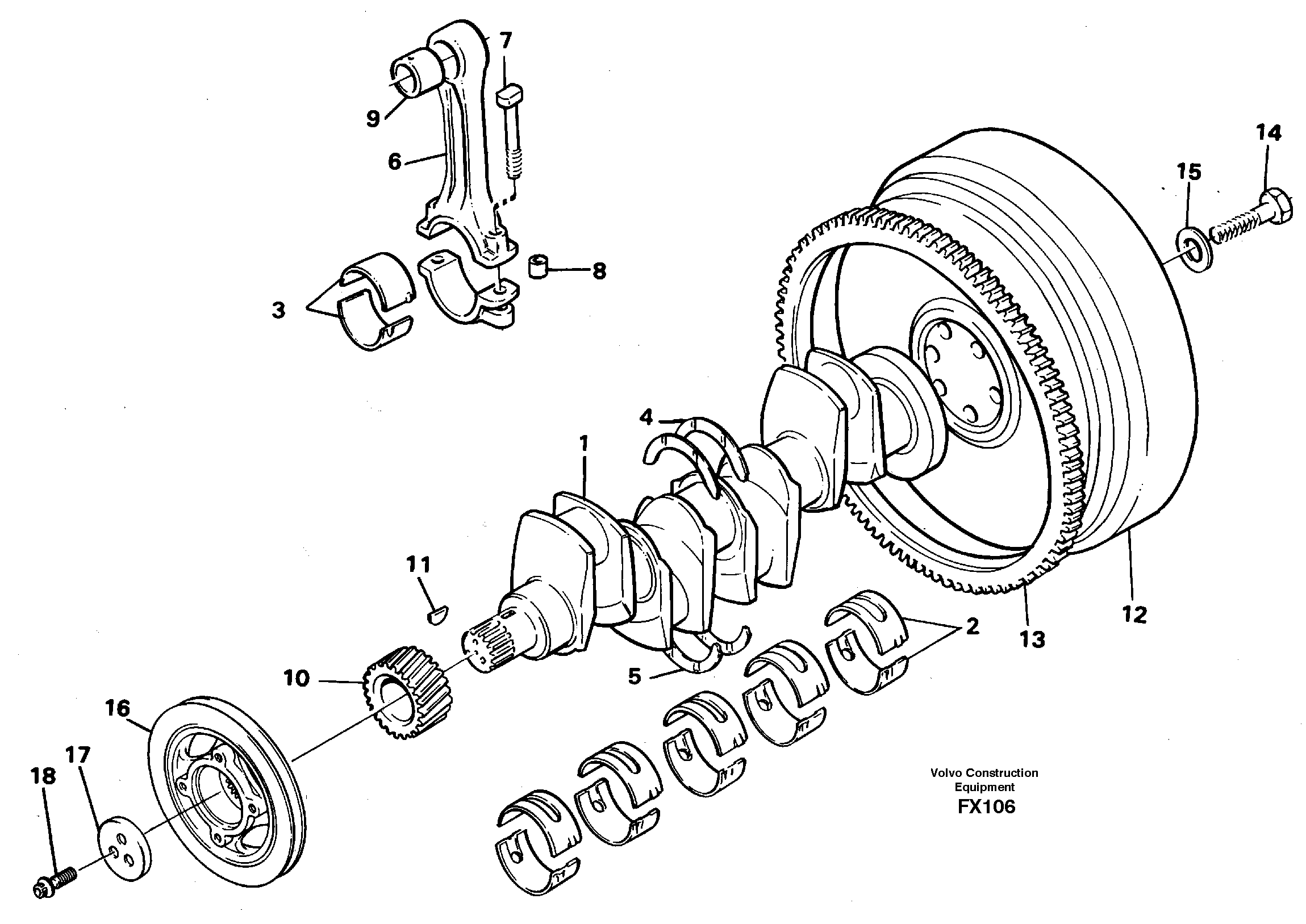 Схема запчастей Volvo EC130C - 30287 Crankshaft and related parts EC130C SER NO 221-