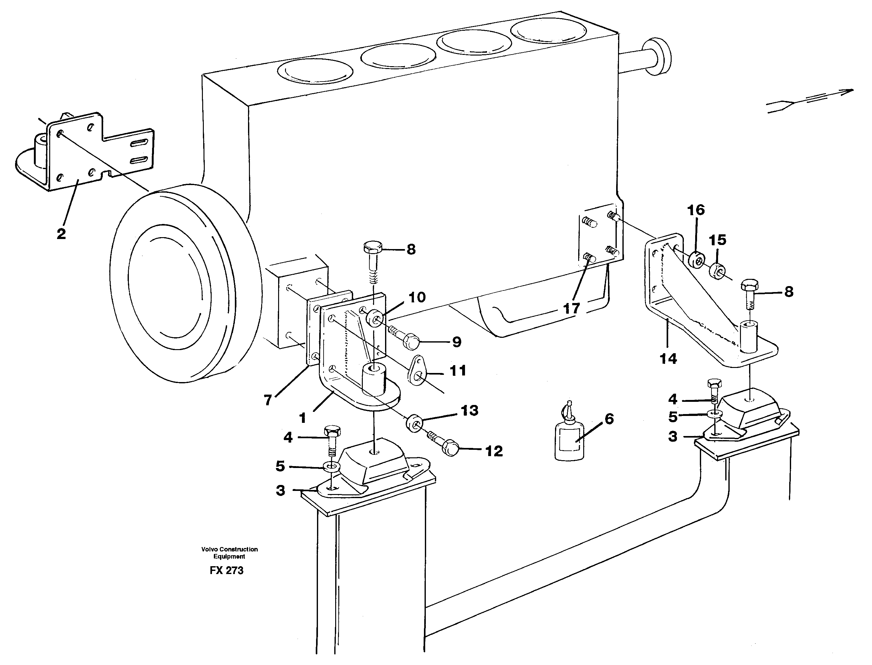 Схема запчастей Volvo EC130C - 6497 Установка двигателя EC130C SER NO 221-