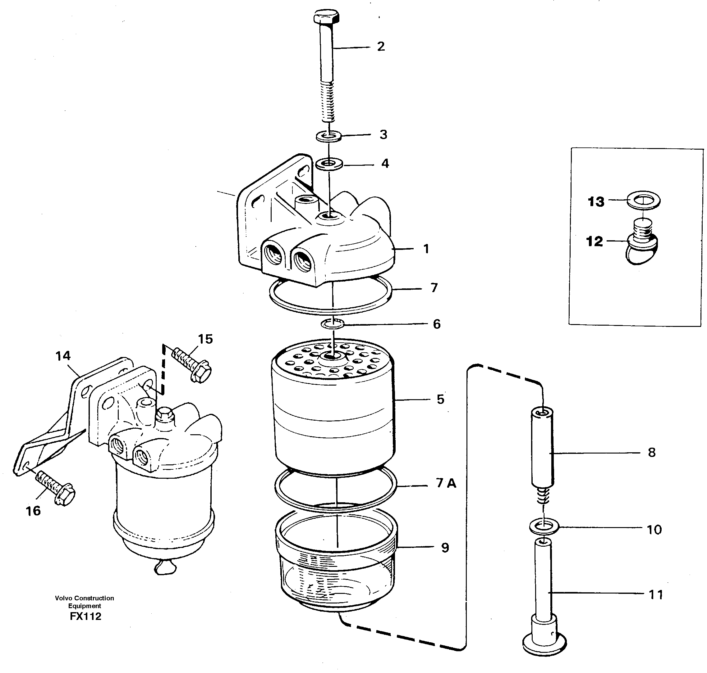 Схема запчастей Volvo EC130C - 12574 Фильтр топливный EC130C SER NO 221-
